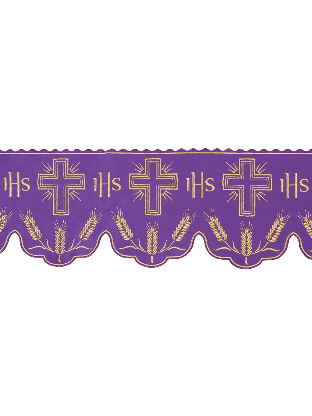 Antependium avec monogramme IHS dans un motif de croix violette KOM/040/03 20cm 3,5m - CHASUBLES.FR