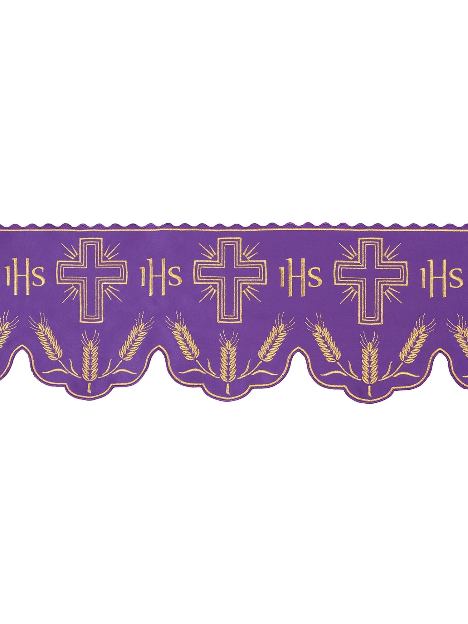 Antependium avec monogramme IHS dans un motif de croix violette KOM/040/03 20cm 3,5m - CHASUBLES.FR