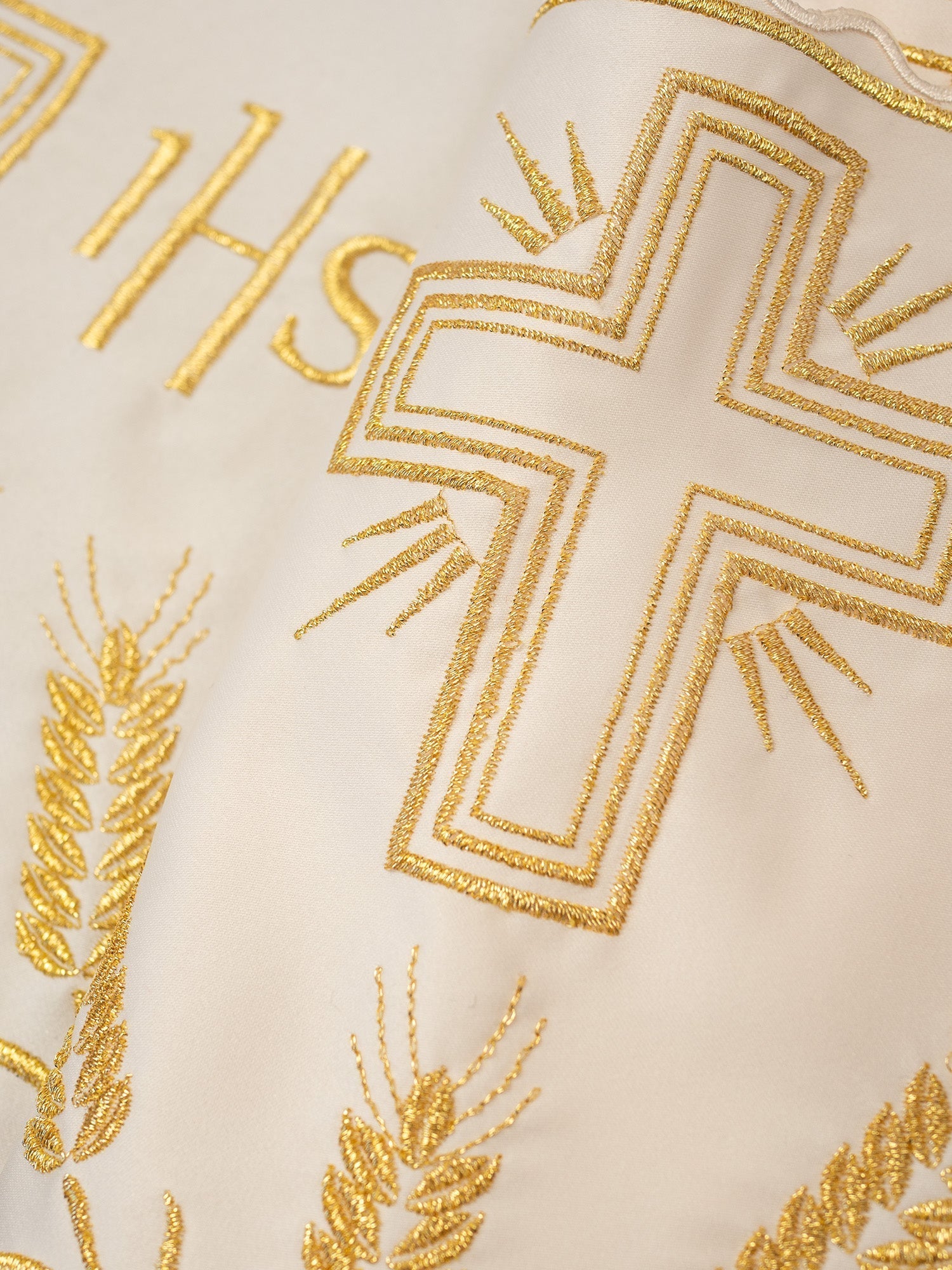 Antependium avec monogramme IHS en écru avec motif en croix KOM/040/05 20cm 3,5m - CHASUBLES.FR