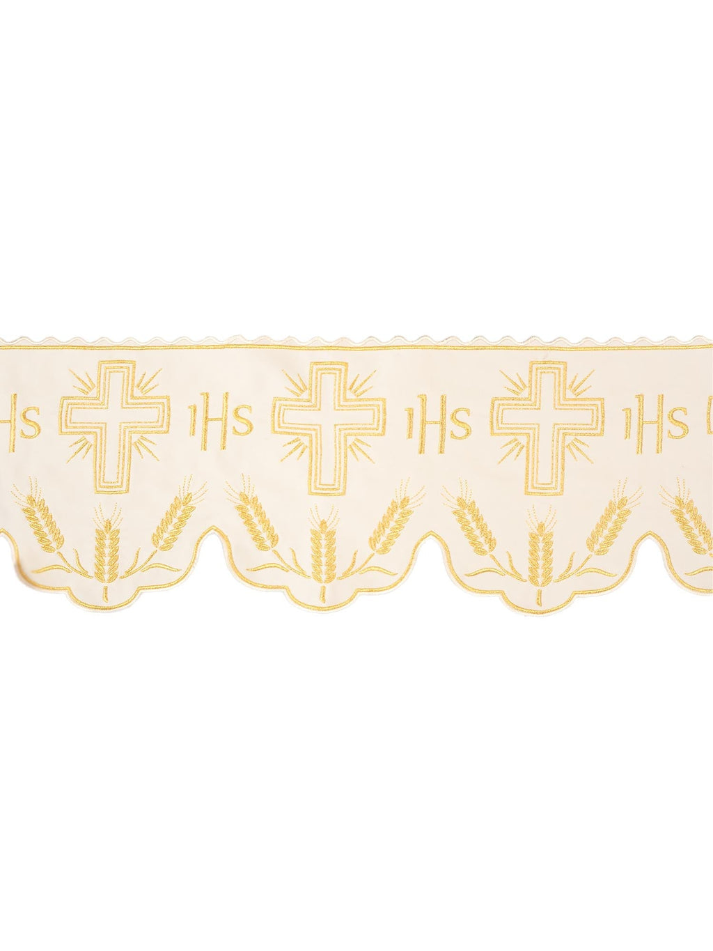 Antependium avec monogramme IHS en écru avec motif en croix KOM/040/05 20cm 3,5m - CHASUBLES.FR