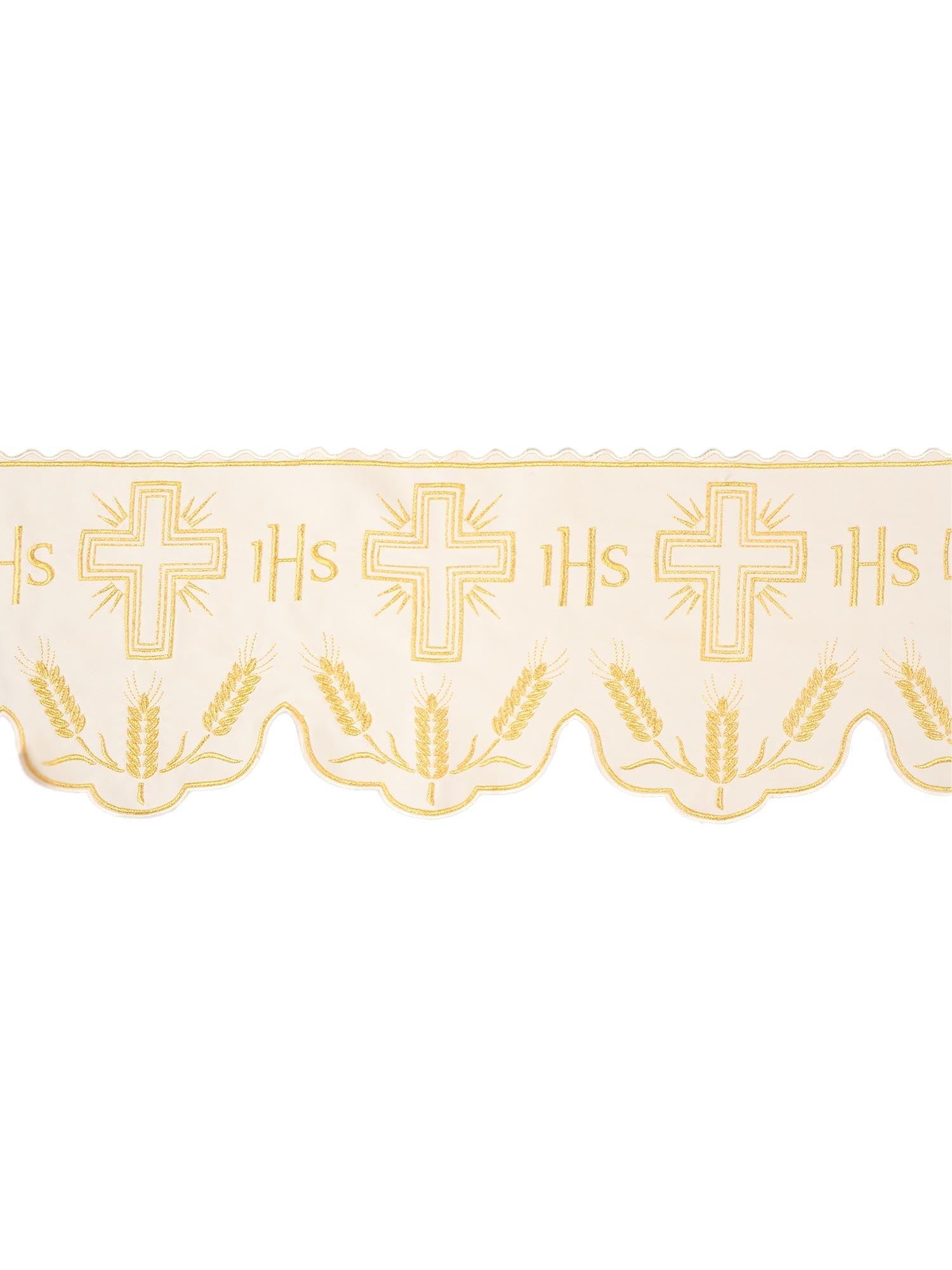 Antependium avec monogramme IHS en écru avec motif en croix KOM/040/05 20cm 3,5m - CHASUBLES.FR