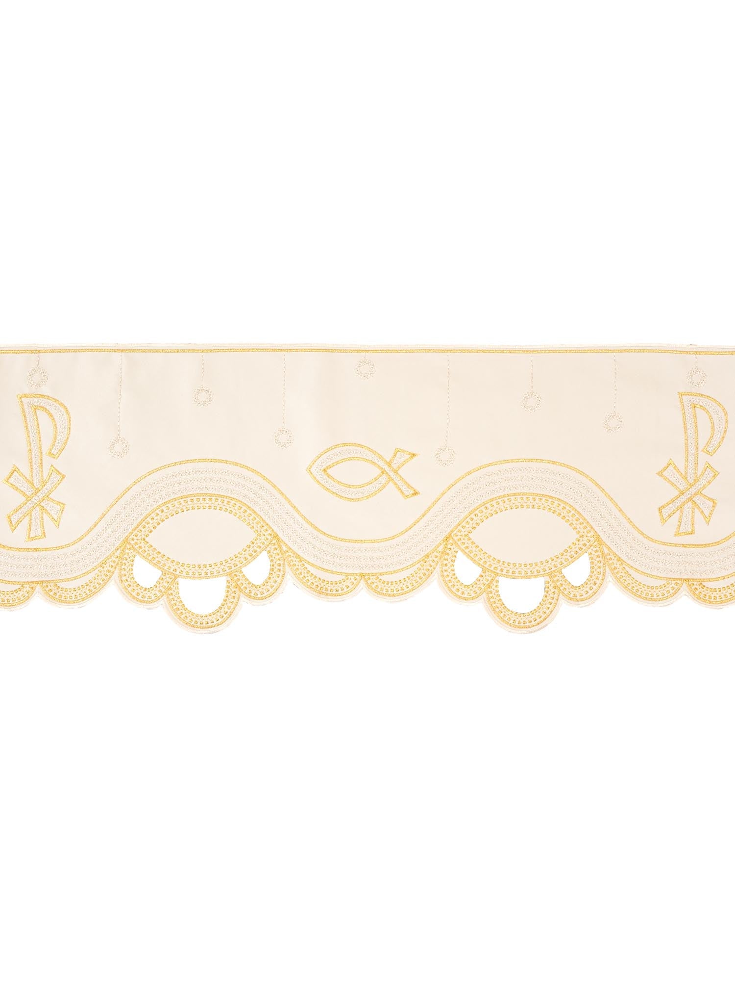 Antependium brodé sur le devant PAX écru KOM/036/05 20cm 3,5m - CHASUBLES.FR