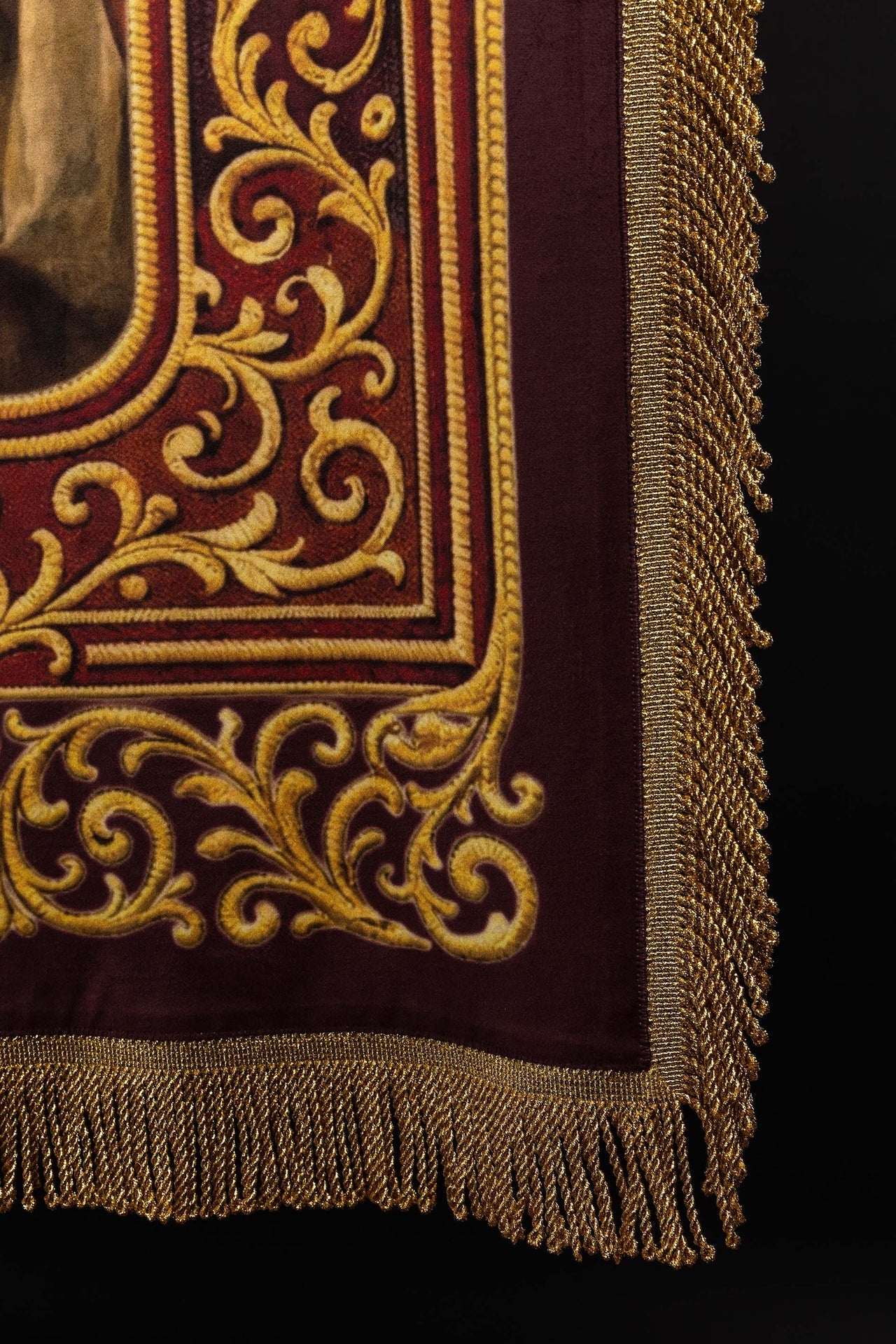 Bannière liturgique imprimée recto verso avec le Sacré-Cœur de Jésus et le calice IHS CHD/002/09-05/109 80*130 - CHASUBLES.FR