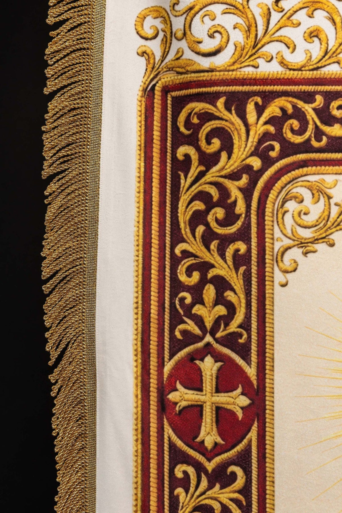 Bannière liturgique imprimée recto verso avec le Sacré-Cœur de Jésus et le calice IHS CHD/002/09-05/109 80*130 - CHASUBLES.FR