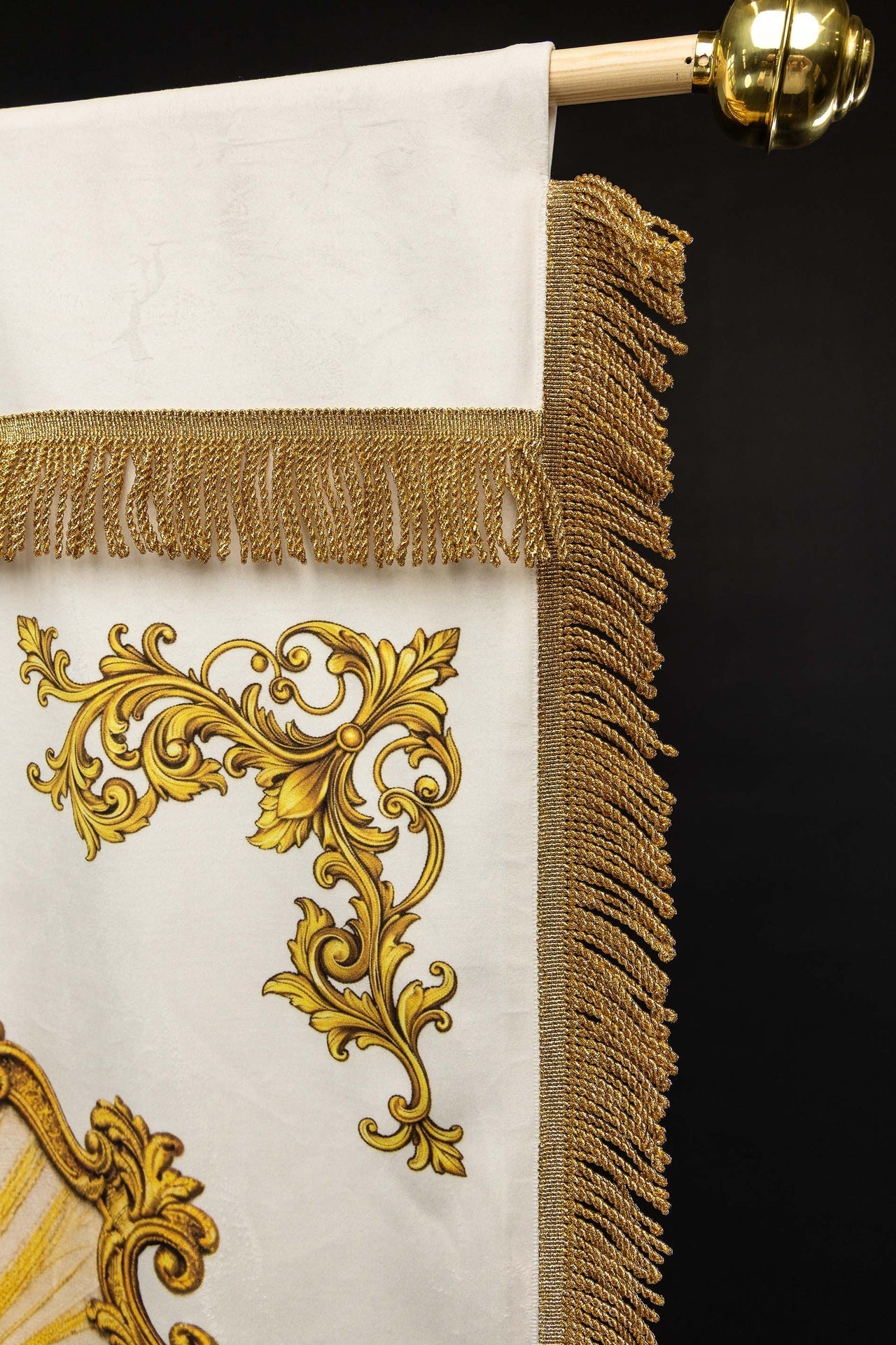Bannière liturgique imprimée recto verso avec le Sacré-Cœur de Jésus et le christogramme IHS CHD/001/05/109 80*130 - CHASUBLES.FR