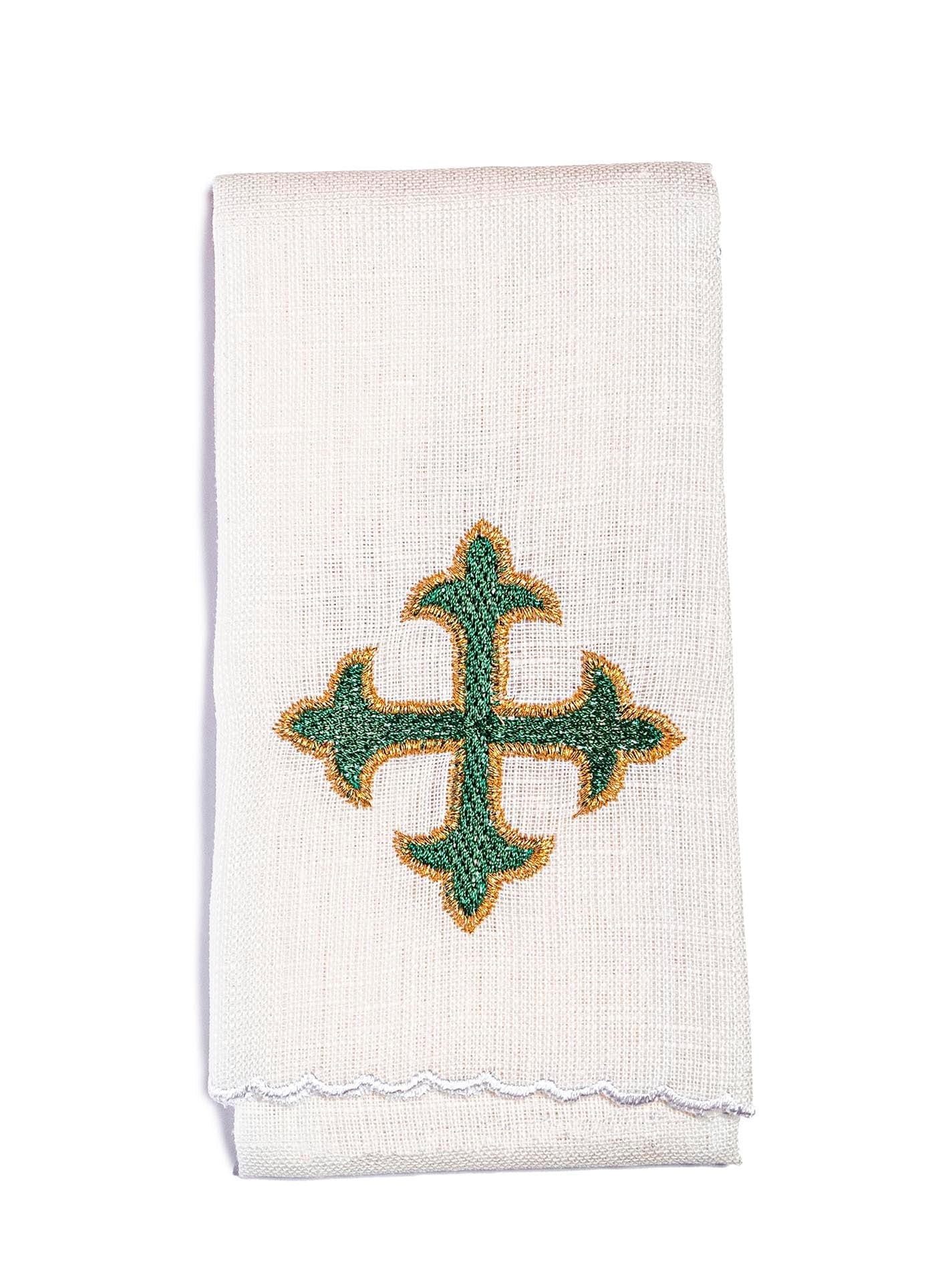 Linge d'autel en lin brodé avec une croix