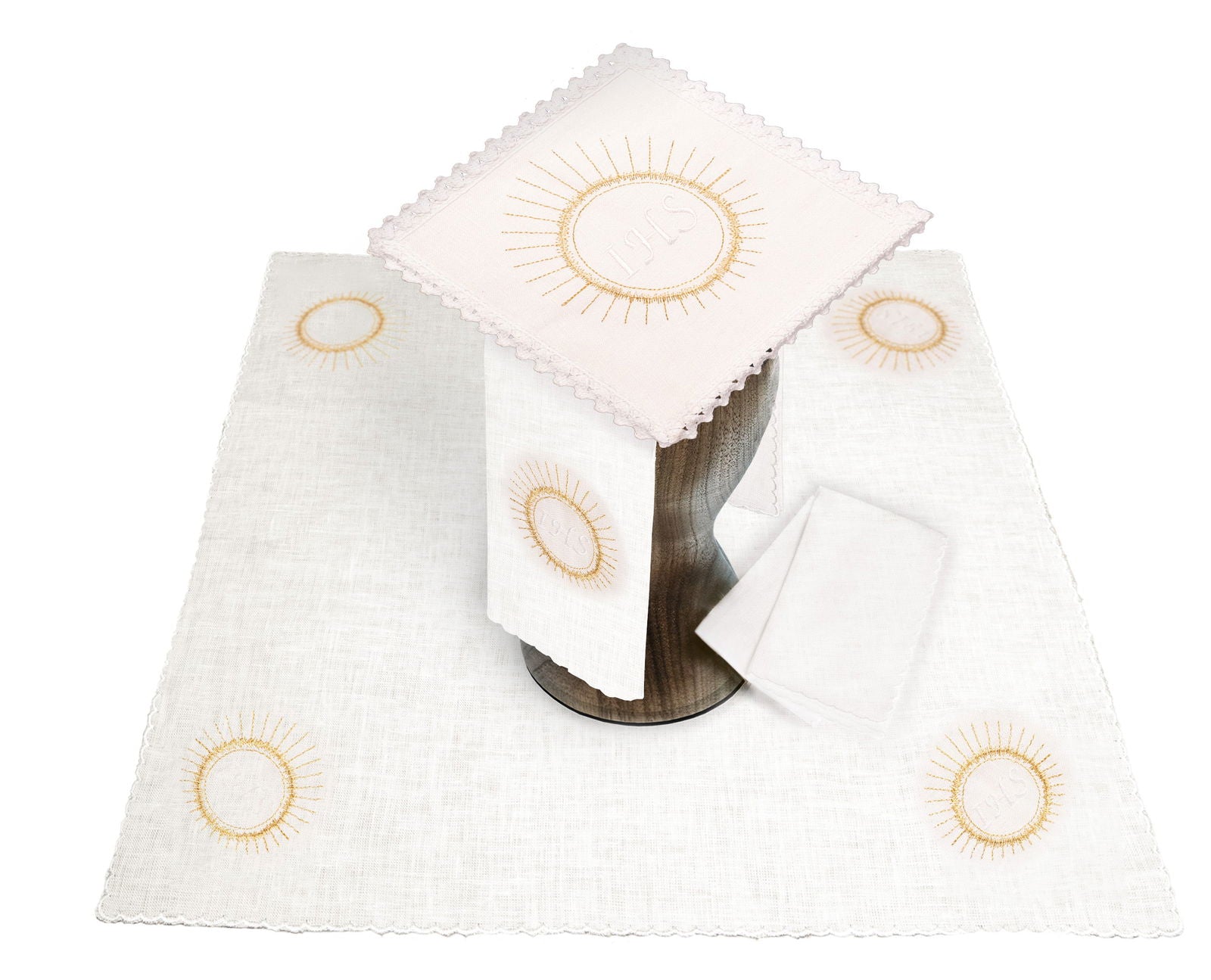 Calice en lin avec croix broderie eucharistique JHS KKL/066/04/LEN - CHASUBLES.FR