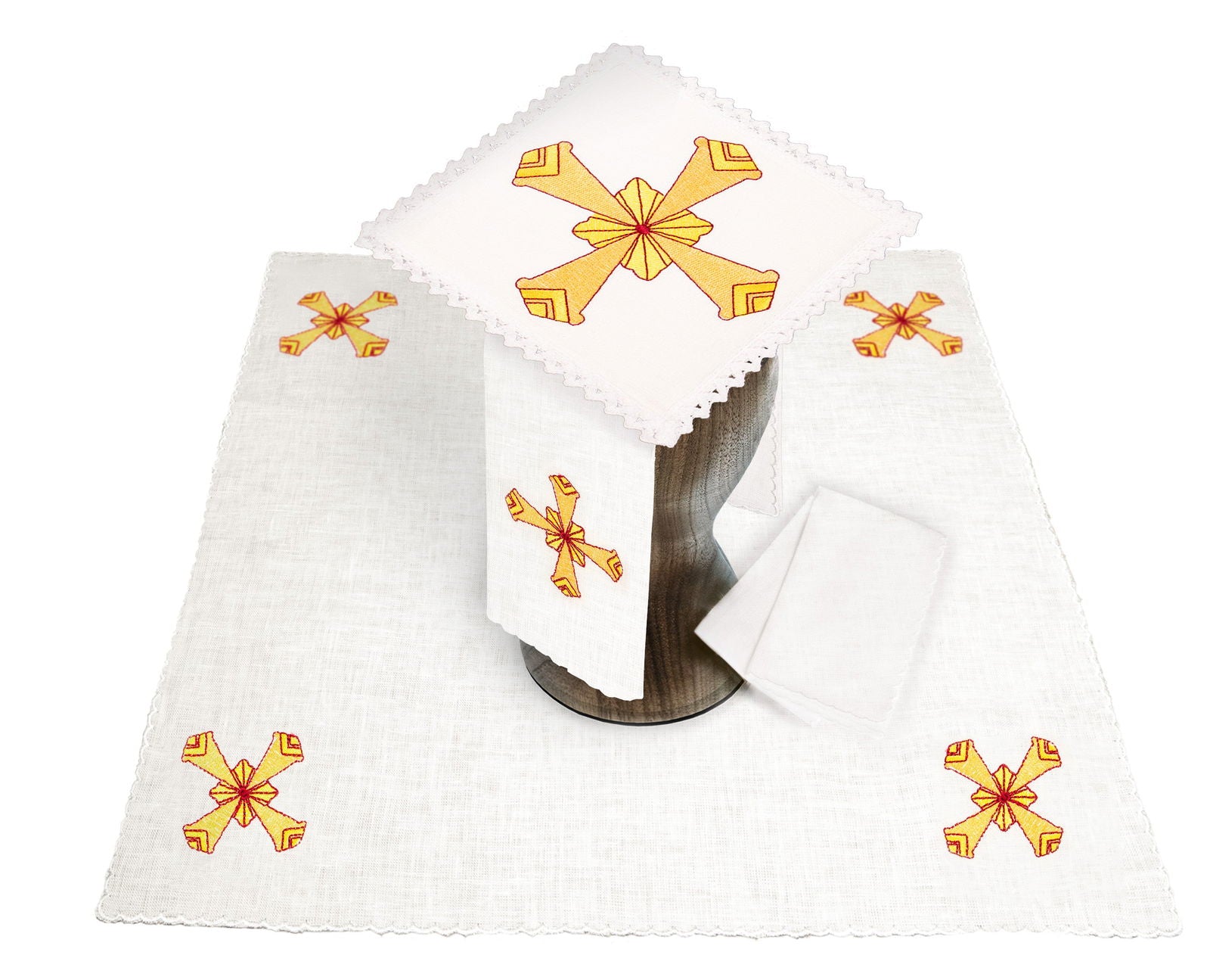 Calice en lin avec croix eucharistique brodée KKL/086 - CHASUBLES.FR