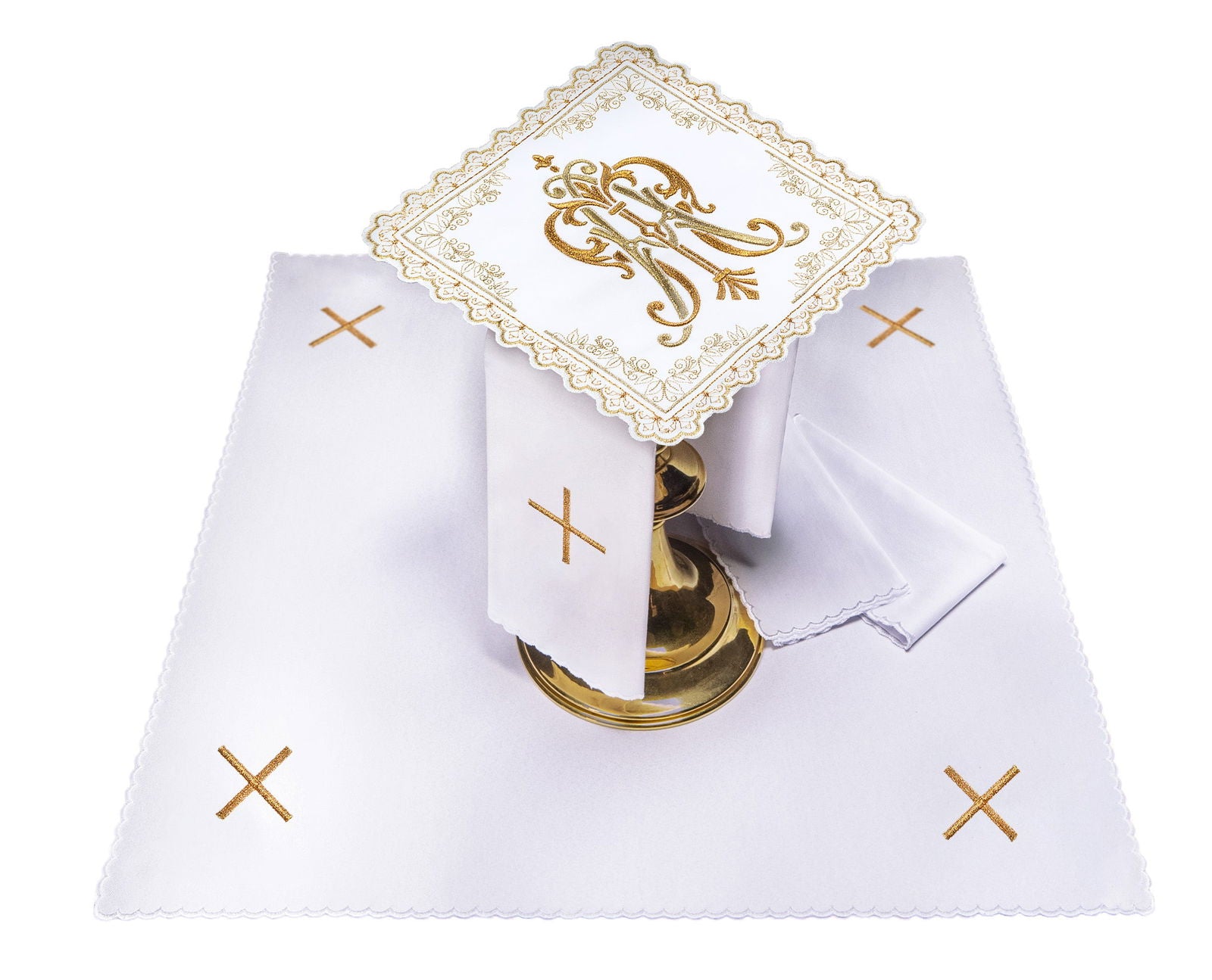 Calice liturgique avec motif marial brodé en or S - 5564 - CHASUBLES.FR