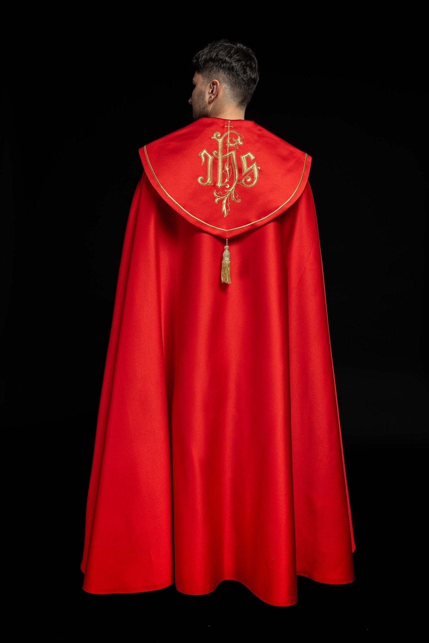 Cape eucharistique monogramme IHS Roug KKP/023/02/20 145cm - CHASUBLES.FR