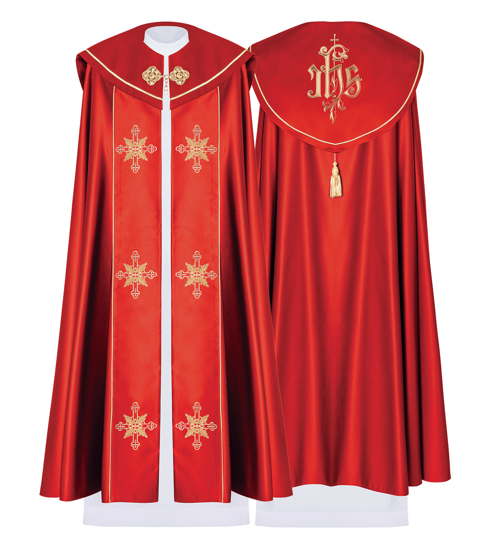 Cape eucharistique monogramme IHS Roug KKP/023/02/20 145cm - CHASUBLES.FR