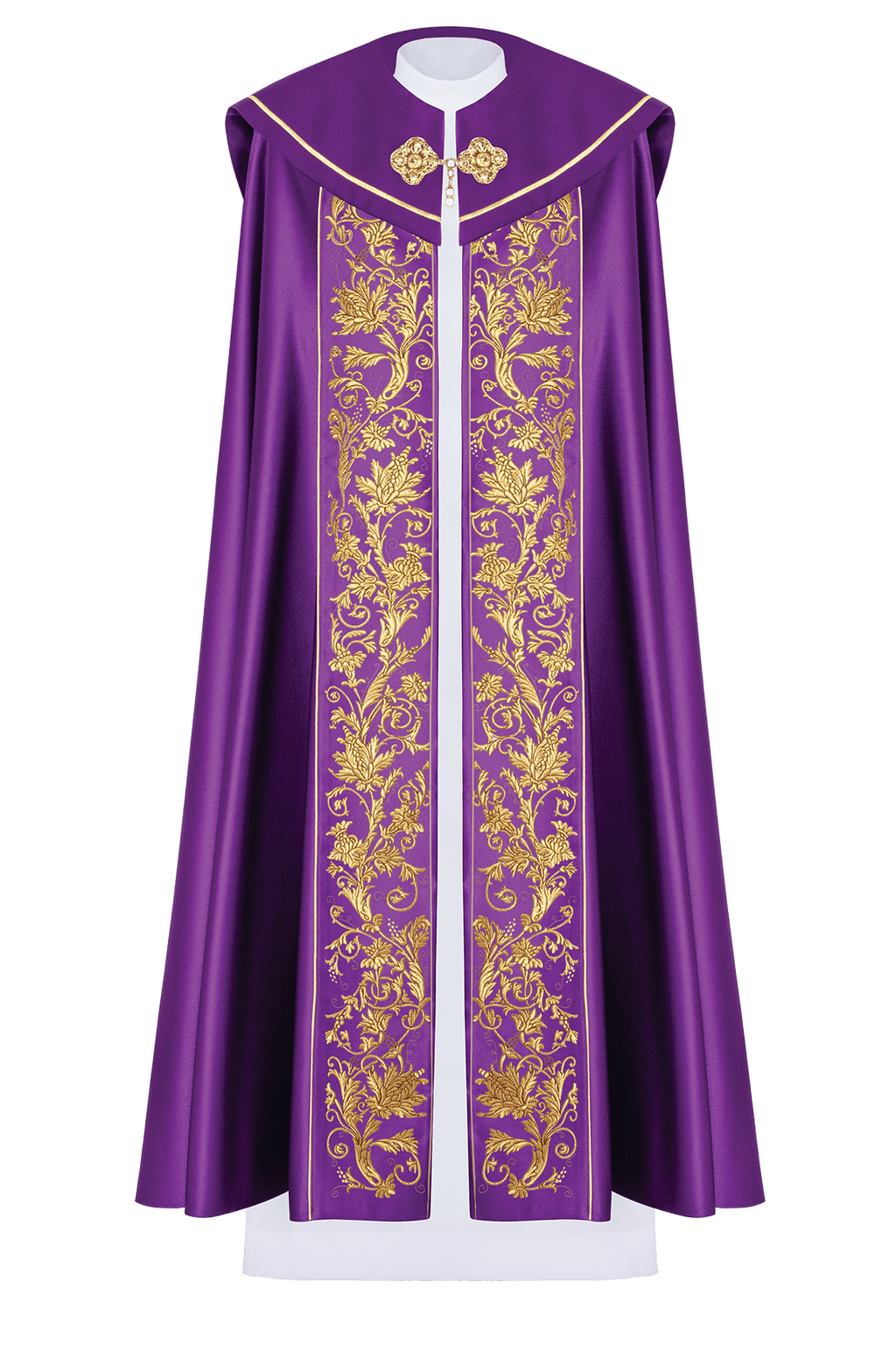 Chapelle liturgique avec calice brodé en violet KKP/013/03/20 FIOLET SAT. POMPON 145cm - CHASUBLES.FR