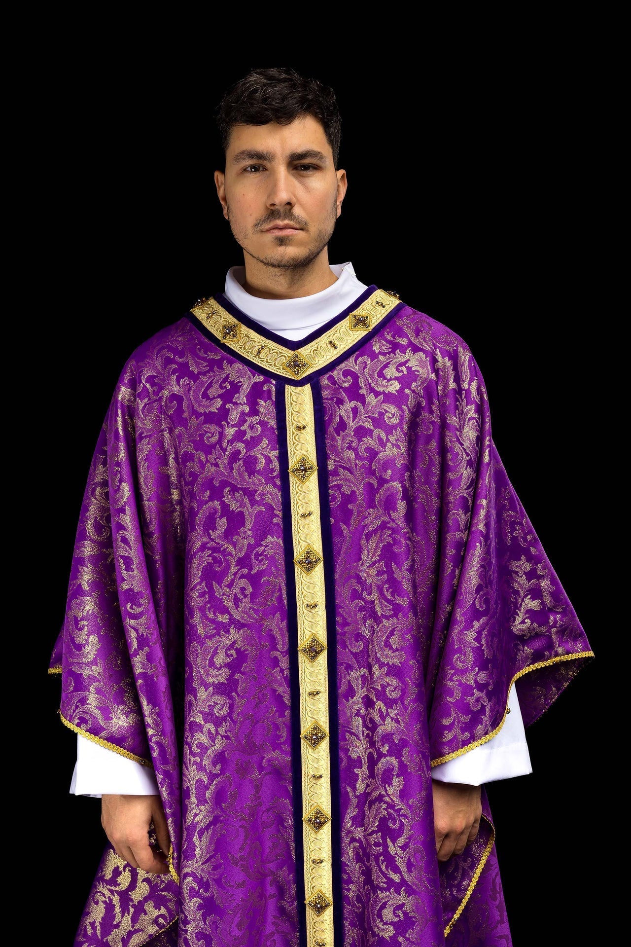 Chasuble artisanale avec pierres naturelles – Handmade 7003 HM/7003/03/90 - CHASUBLES.FR