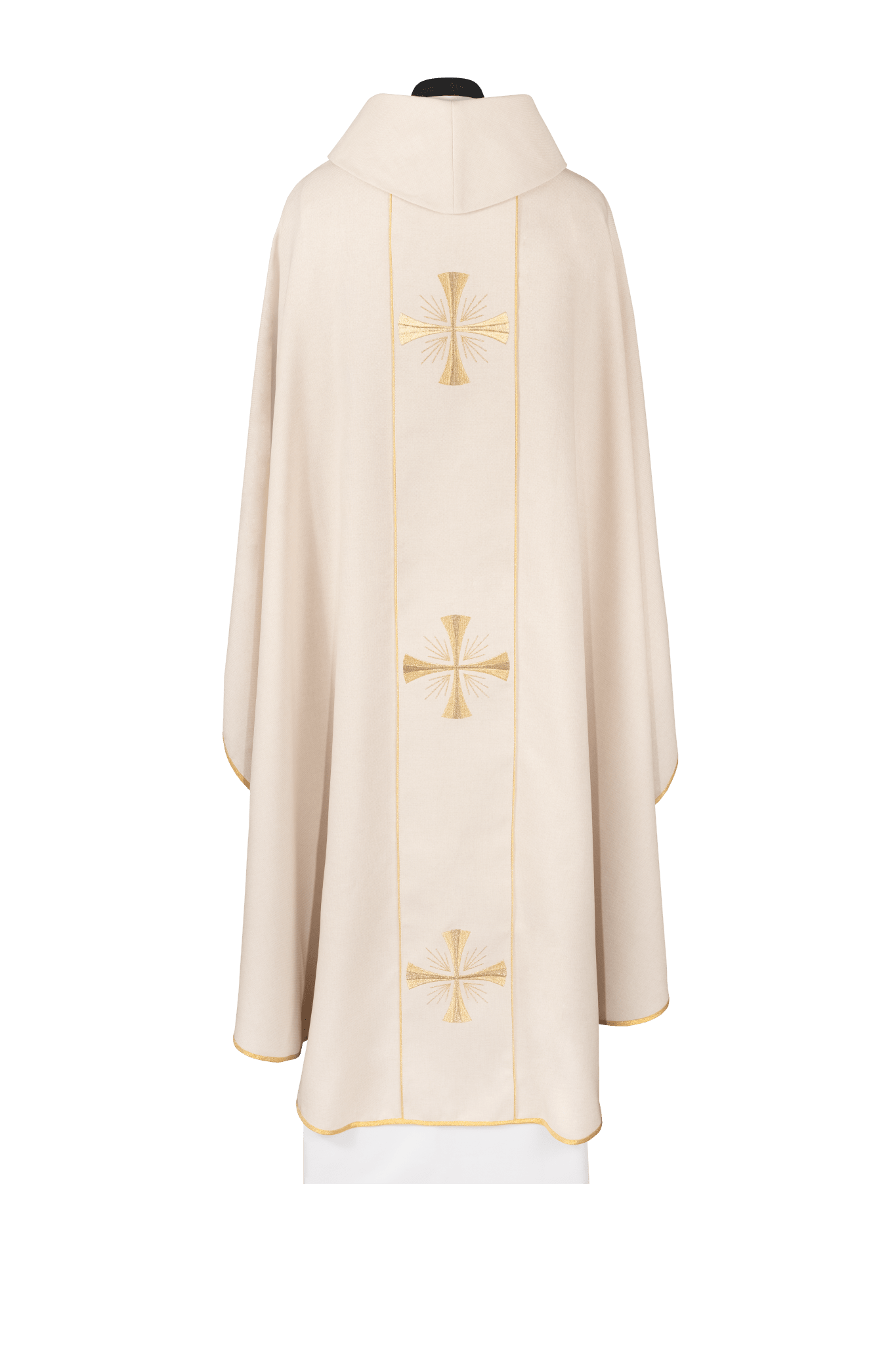Chasuble avec bande écru et broderie de croix KDT/7054/05/70 ECRU - CHASUBLES.FR