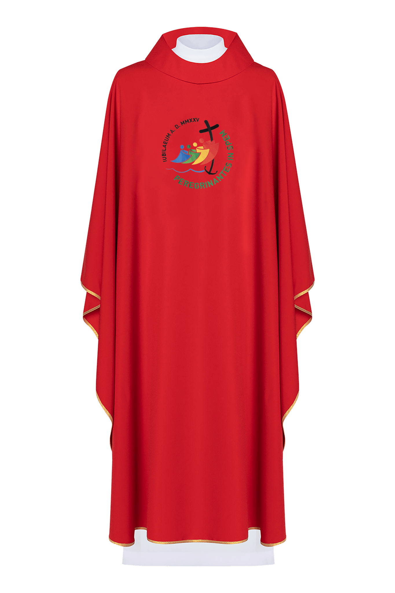 Chasuble avec broderie du jubilé en rouge JR/021/02/12 - CHASUBLES.FR