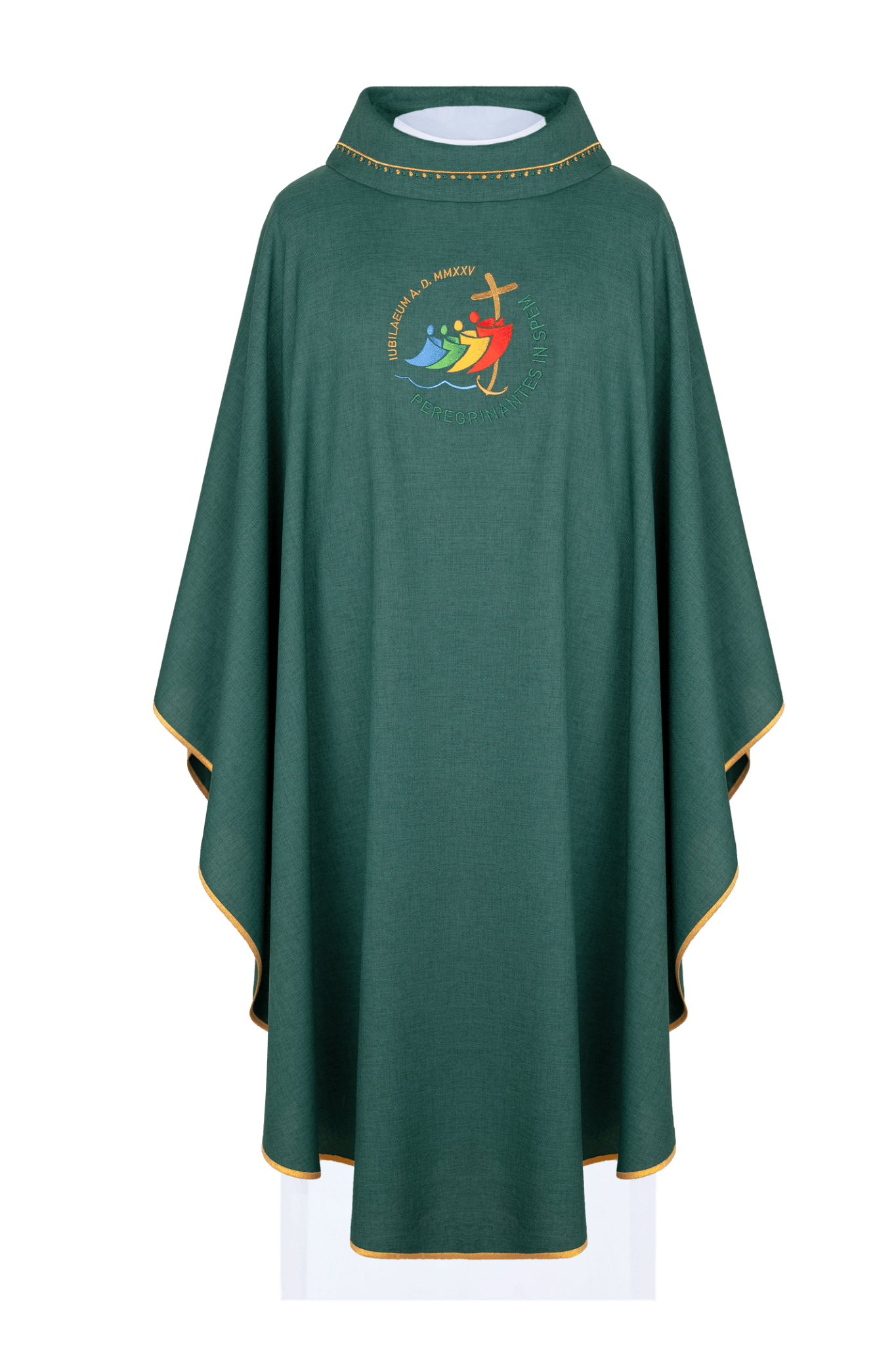 Chasuble avec broderie du jubilé et bord du col en ver JR/020/01/70 - CHASUBLES.FR