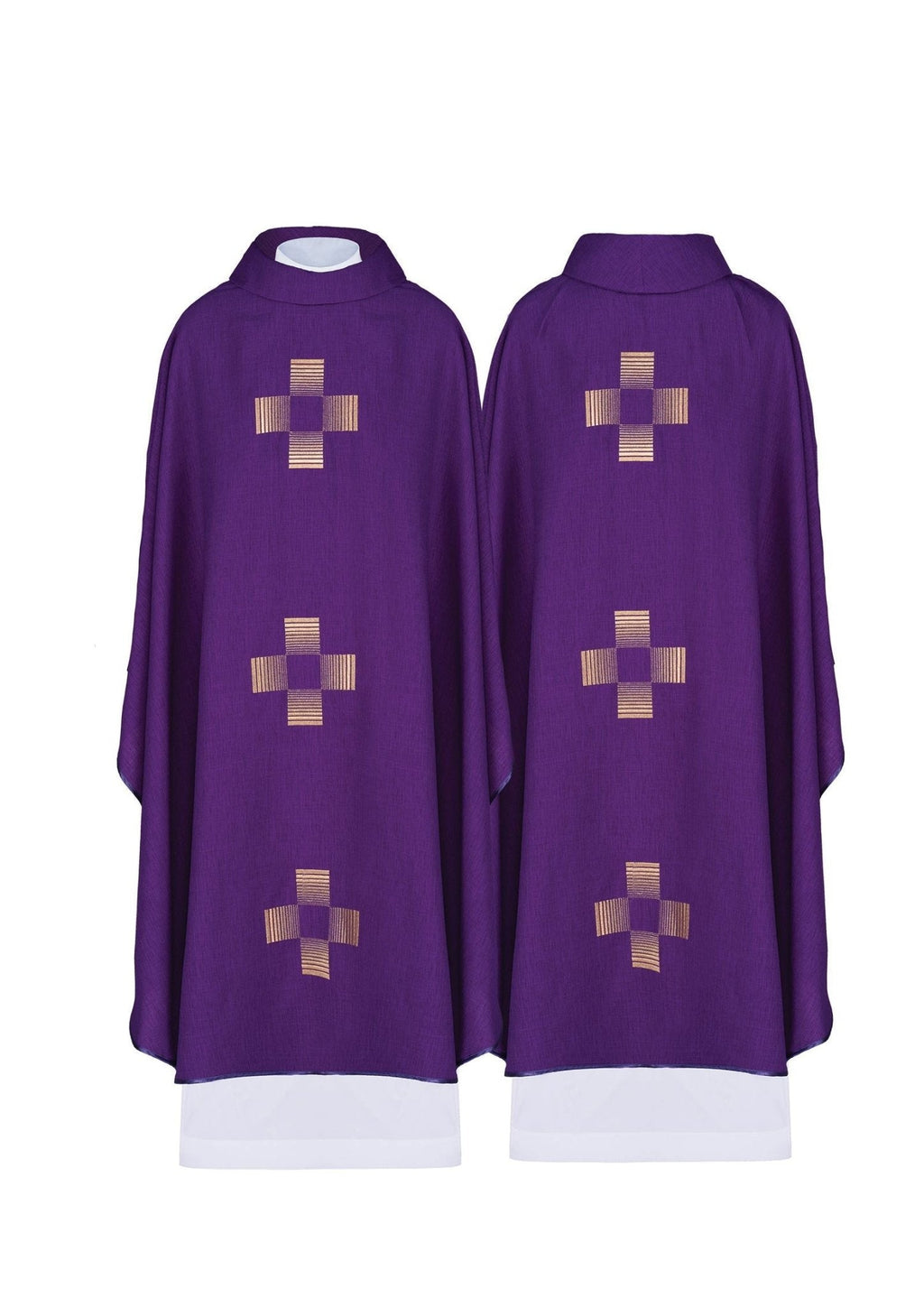 Chasuble avec croix brodées en violet HA7011 - 03 FIOLET - CHASUBLES.FR
