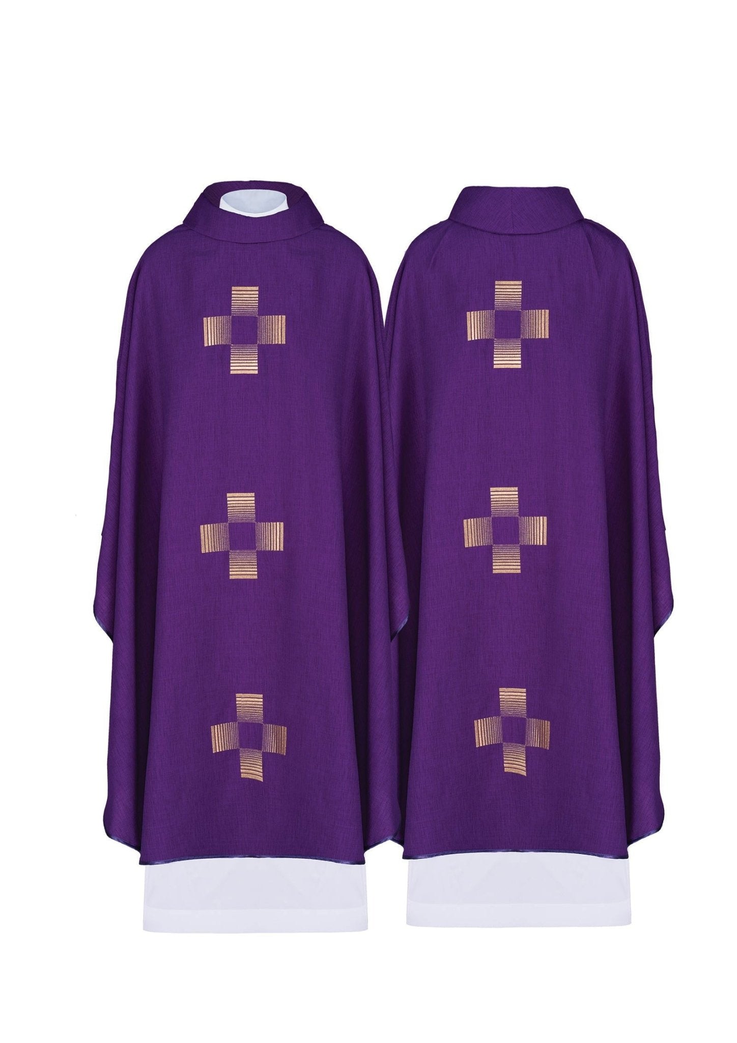 Chasuble avec croix brodées en violet HA7011 - 03 FIOLET - CHASUBLES.FR