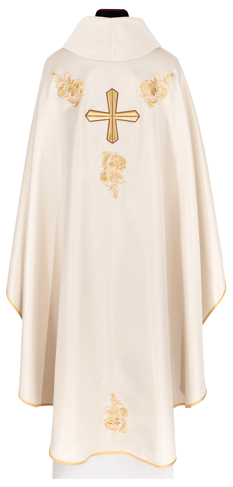 Chasuble avec une croix richement brodée et un col de couleur écrue KDT/7042/05 - CHASUBLES.FR