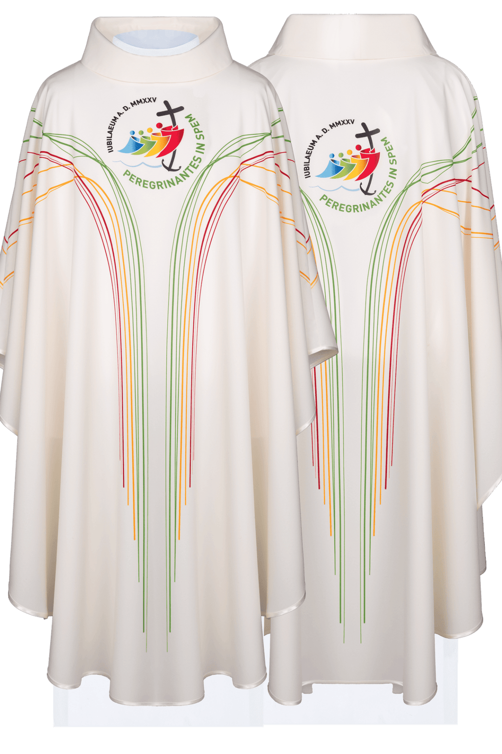 Chasuble blanche avec impression du jubilé JR/011/05/12 - CHASUBLES.FR