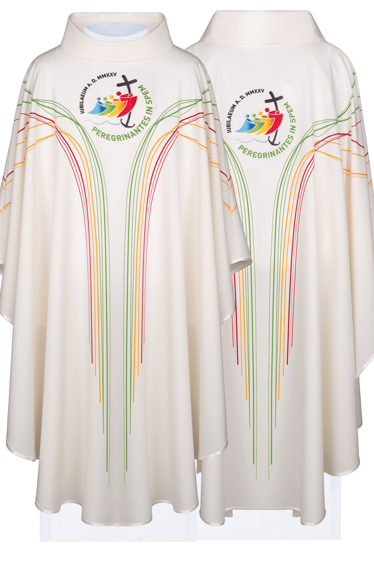 Chasuble blanche avec impression du jubilé JR/011/05/12 - CHASUBLES.FR