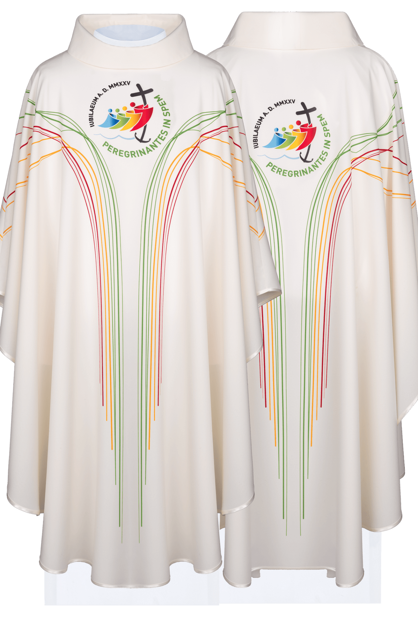 Chasuble blanche avec impression du jubilé JR/011/05/12 - CHASUBLES.FR