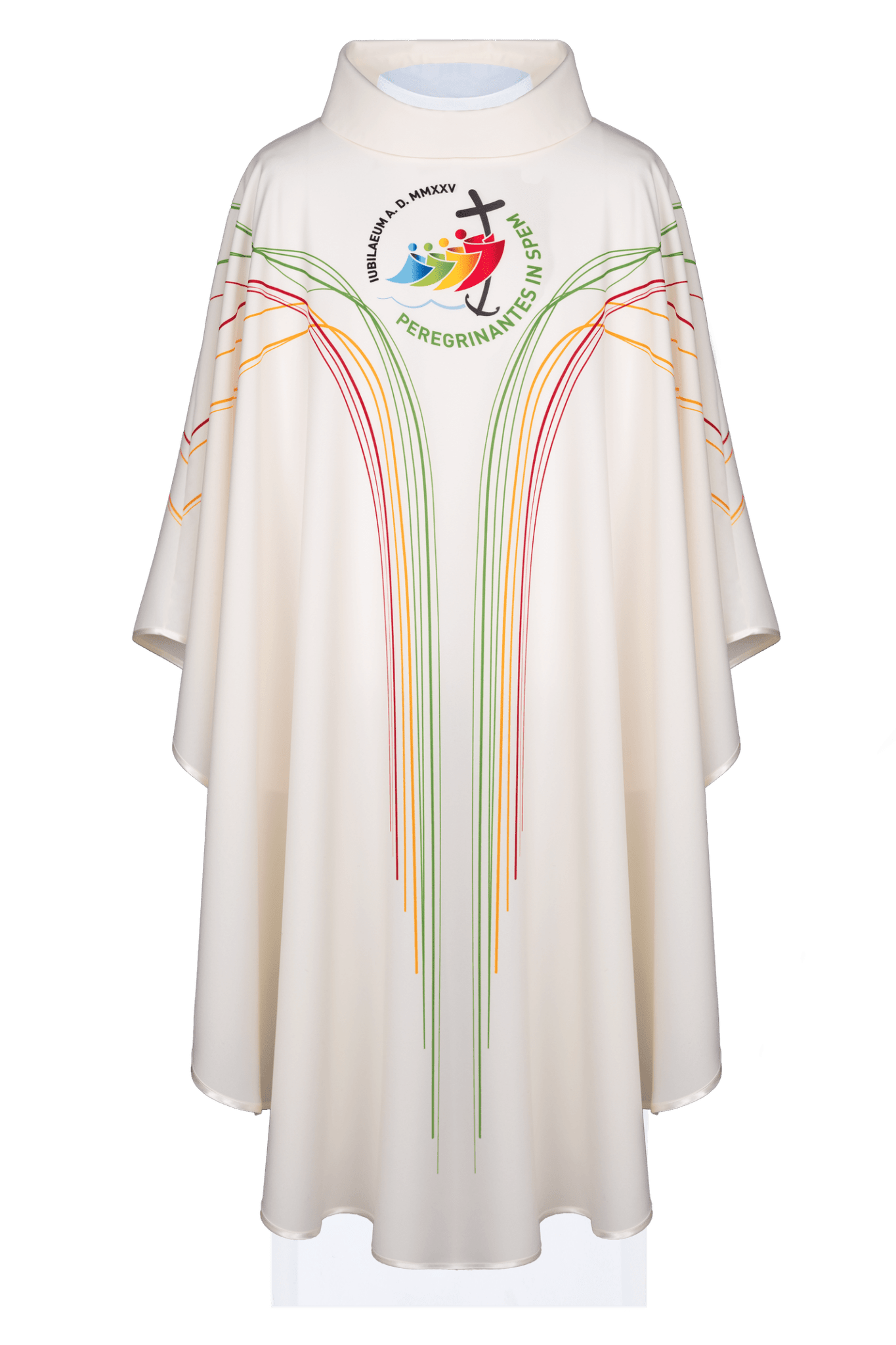 Chasuble blanche avec impression du jubilé JR/011/05/12 - CHASUBLES.FR