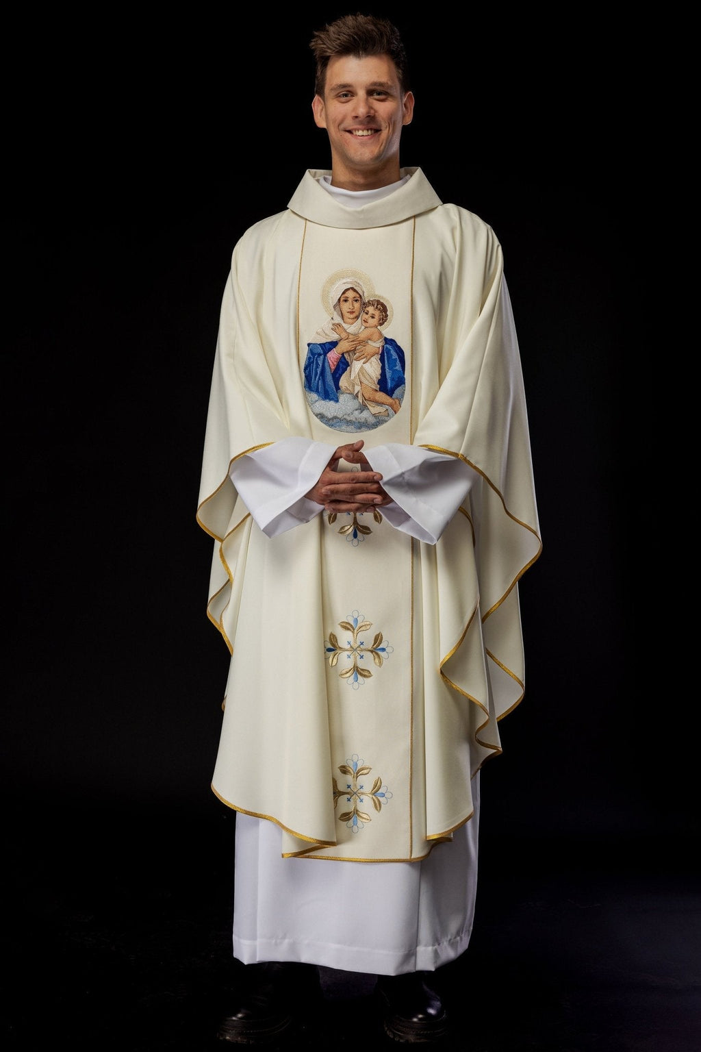 Chasuble brodée avec l'image de la Vierge Marie et de l'Enfant KOW2/007/05/01 - CHASUBLES.FR