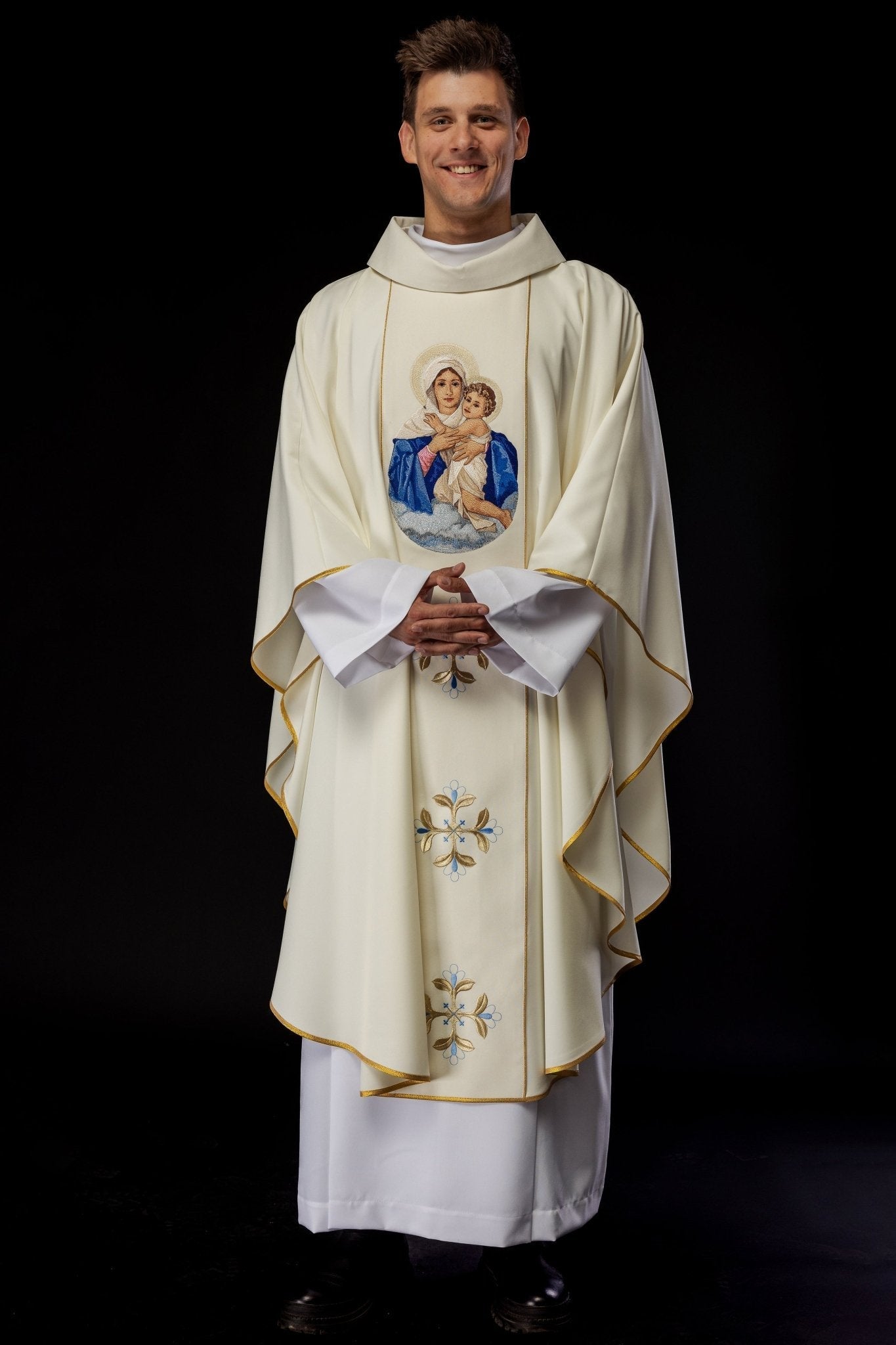 Chasuble brodée avec l'image de la Vierge Marie et de l'Enfant KOW2/007/05/01 - CHASUBLES.FR