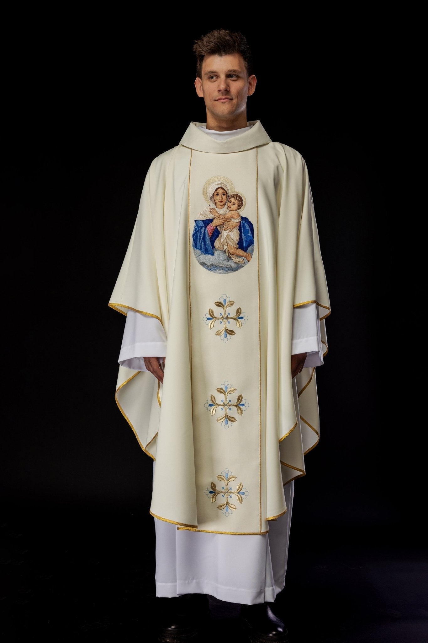 Chasuble brodée avec l'image de la Vierge Marie et de l'Enfant KOW2/007/05/01 - CHASUBLES.FR