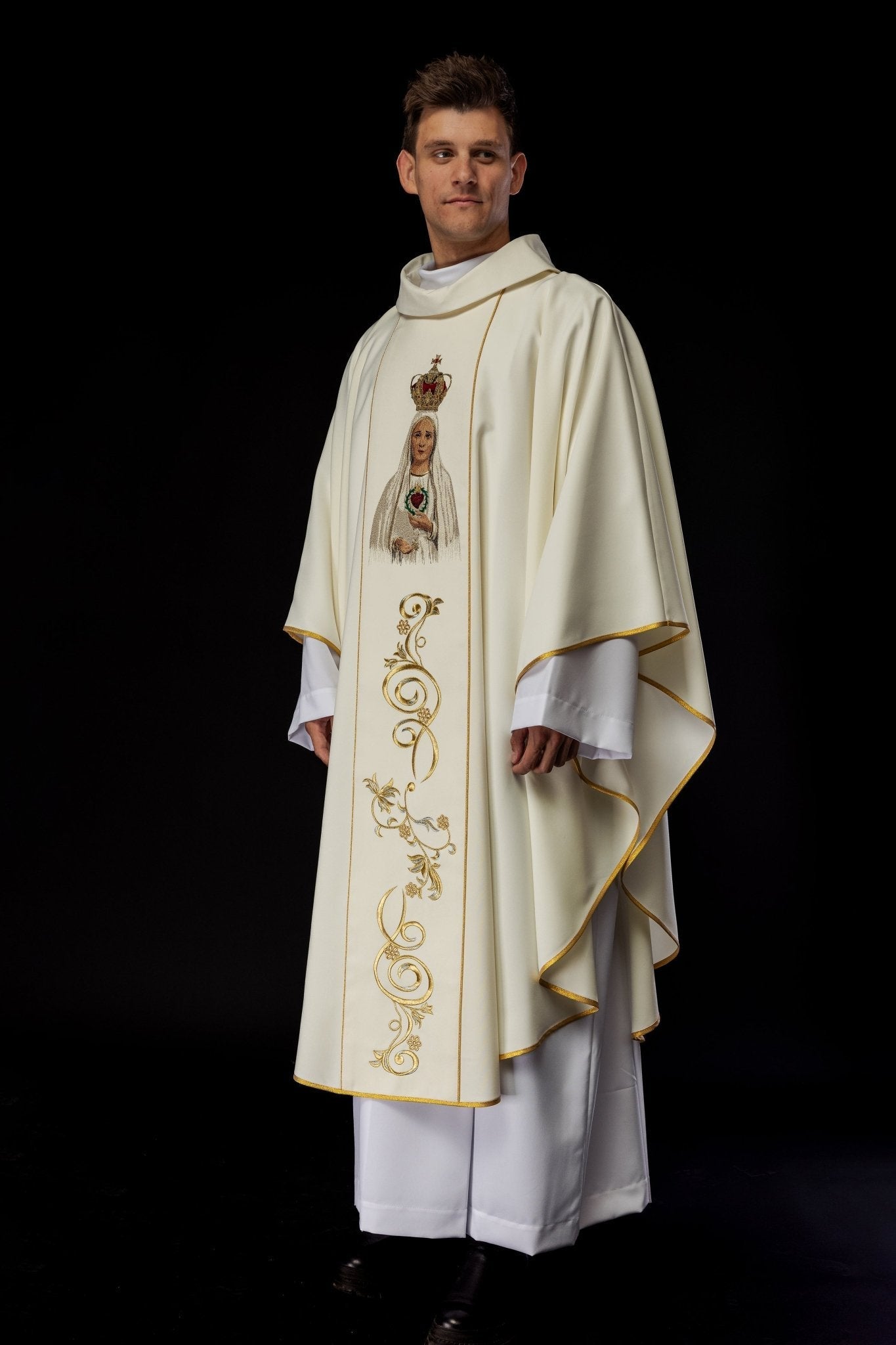 Chasuble brodée avec l'image de Notre - Dame de Fatima KOW2/004/05/01 - CHASUBLES.FR