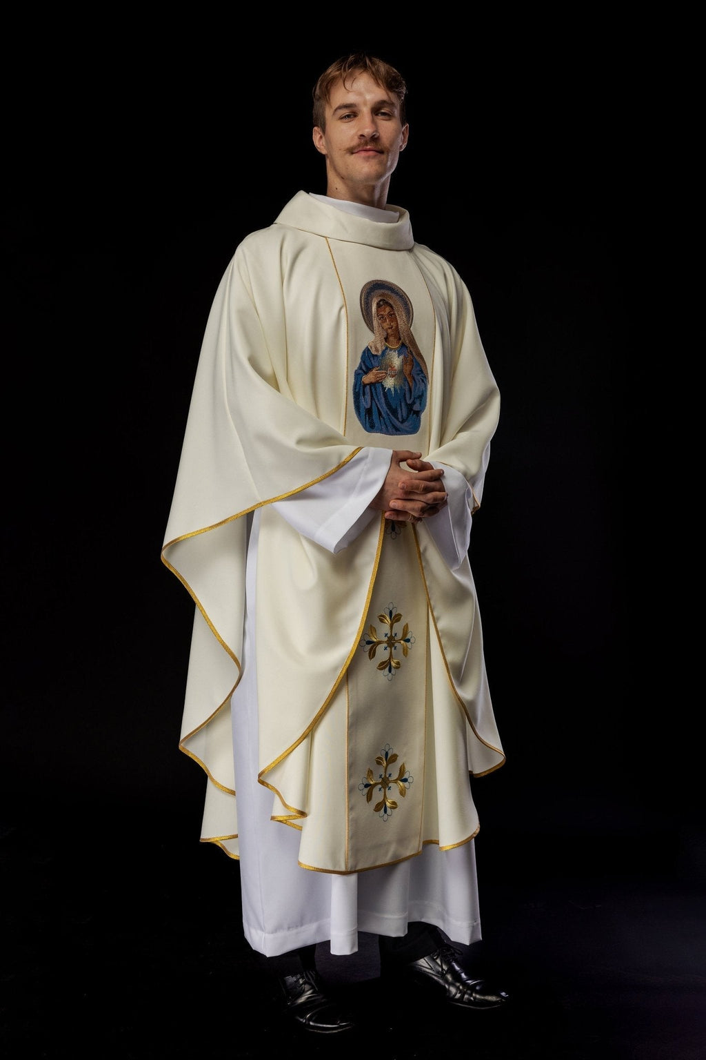 Chasuble brodée avec l'image du Cœur de Marie KOW2/003/05/01 - CHASUBLES.FR