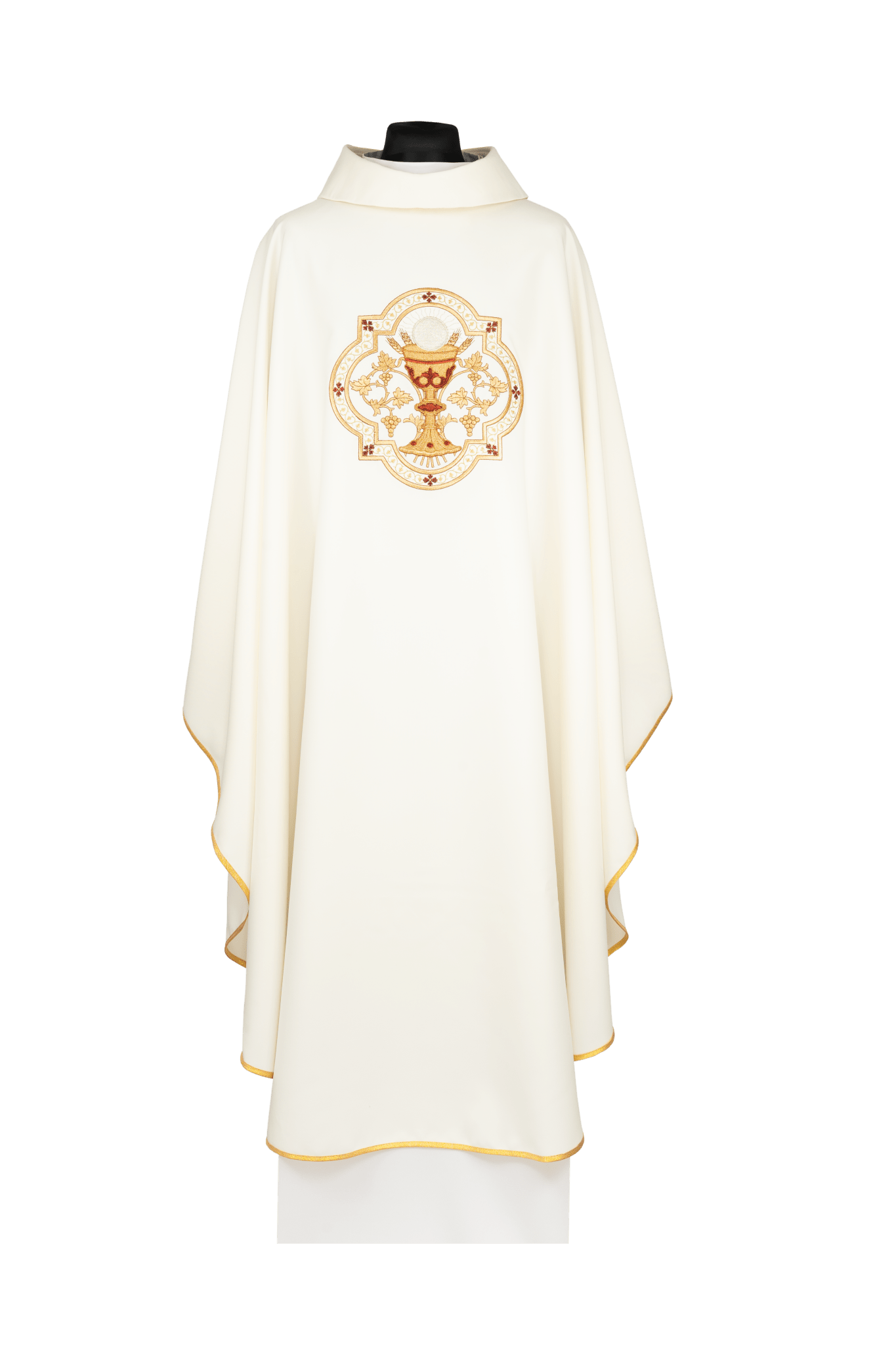 Chasuble brodée avec motif du Calice eucharistique et du symbole IHS KDT/7071/05/01 - CHASUBLES.FR
