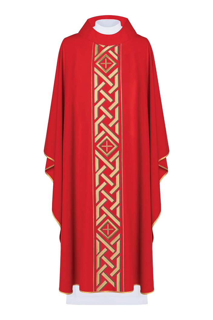 Chasuble brodée Croix - Rouge KOR/271/02/71 - CHASUBLES.FR