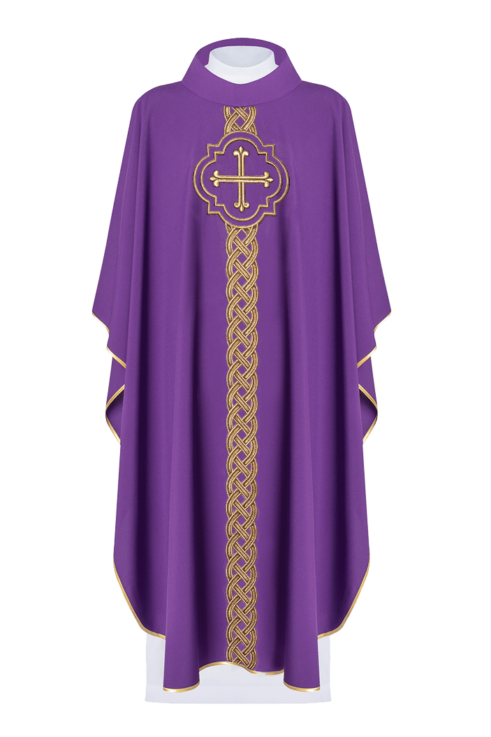 Chasuble brodée Croix violette KOR/270/03/54 - CHASUBLES.FR