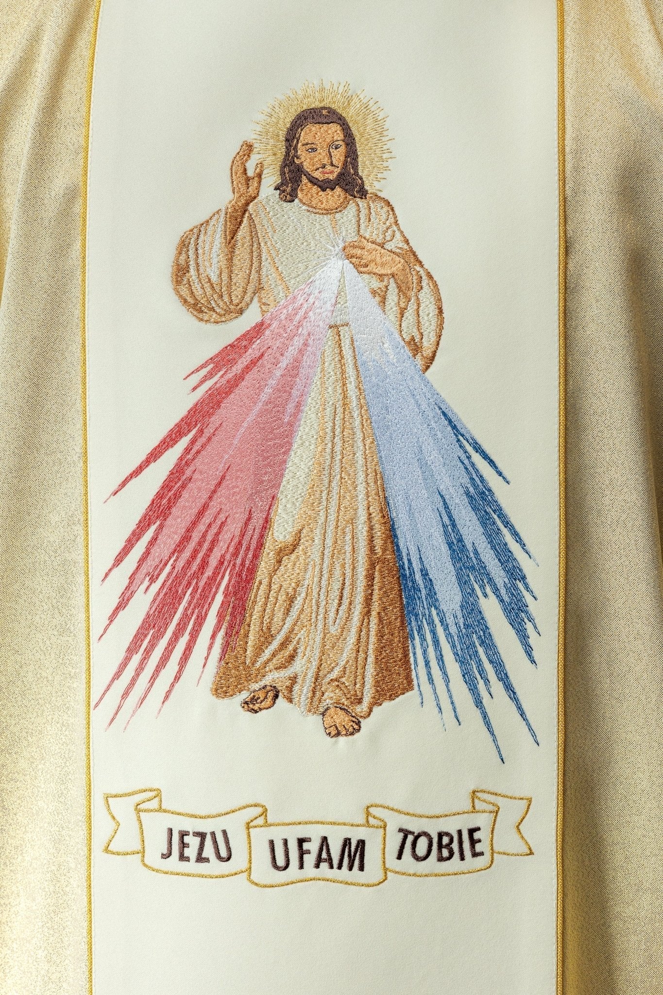 Chasuble brodée de Jésus le Miséricordieux et IHS en or KOR/113/10/37 ZŁOTY - CHASUBLES.FR