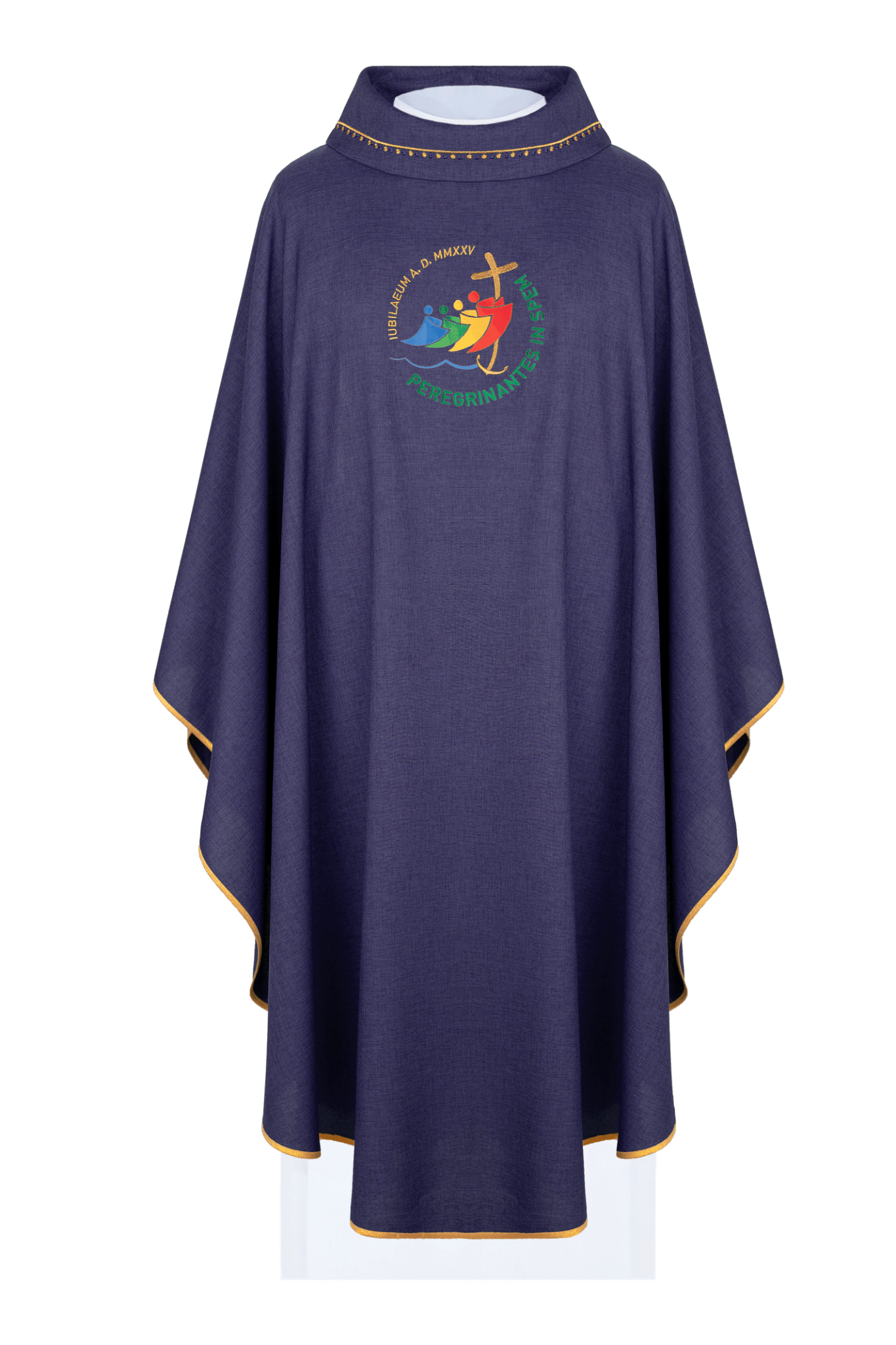 Chasuble brodée du Jubilé avec collet en violet JR/020/03/70 - CHASUBLES.FR