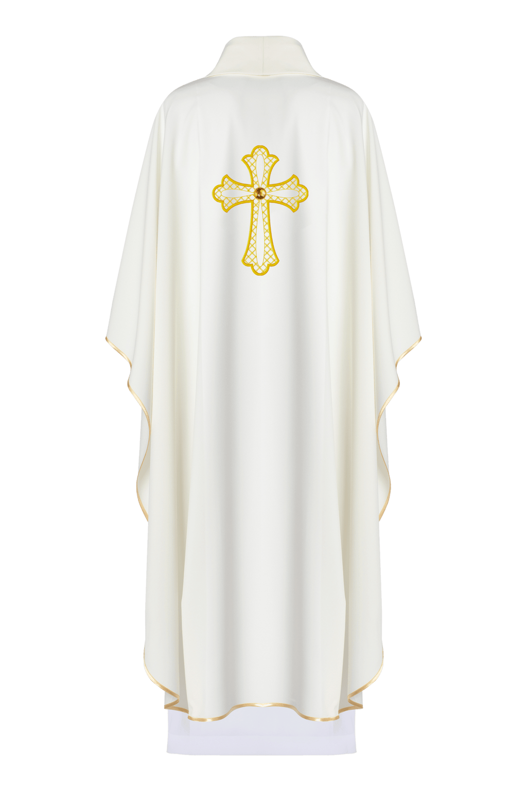 Chasuble brodée du symbole de la croix en écru KOR/227/05/12 - CHASUBLES.FR