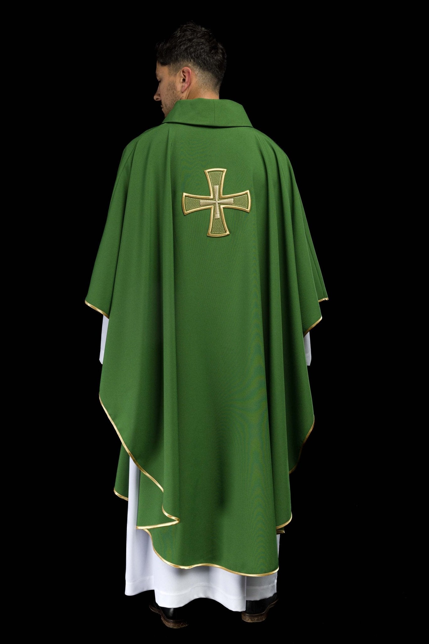 Chasuble brodée IHS Vert KOR/258/01/12 - CHASUBLES.FR