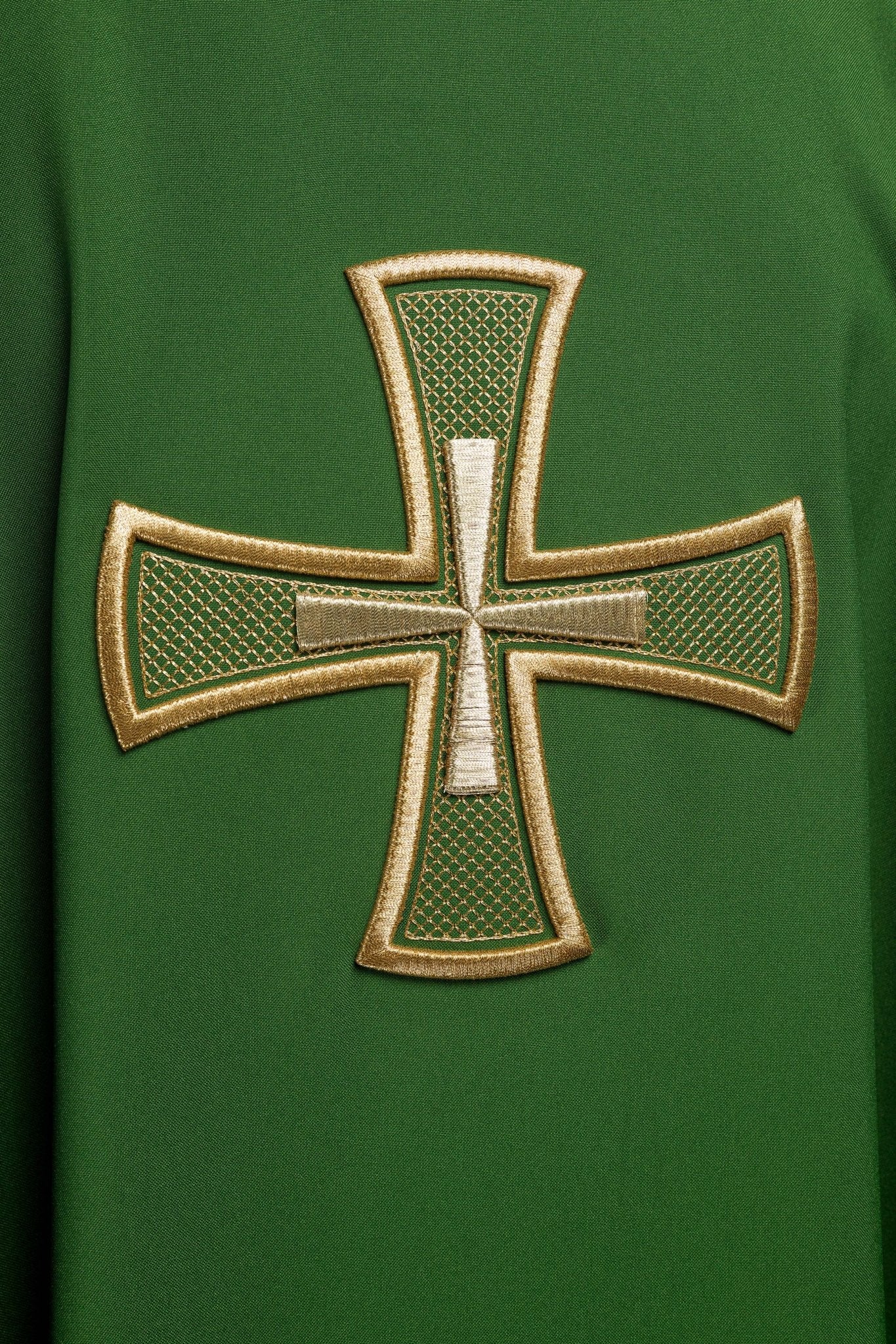 Chasuble brodée IHS Vert KOR/258/01/12 - CHASUBLES.FR