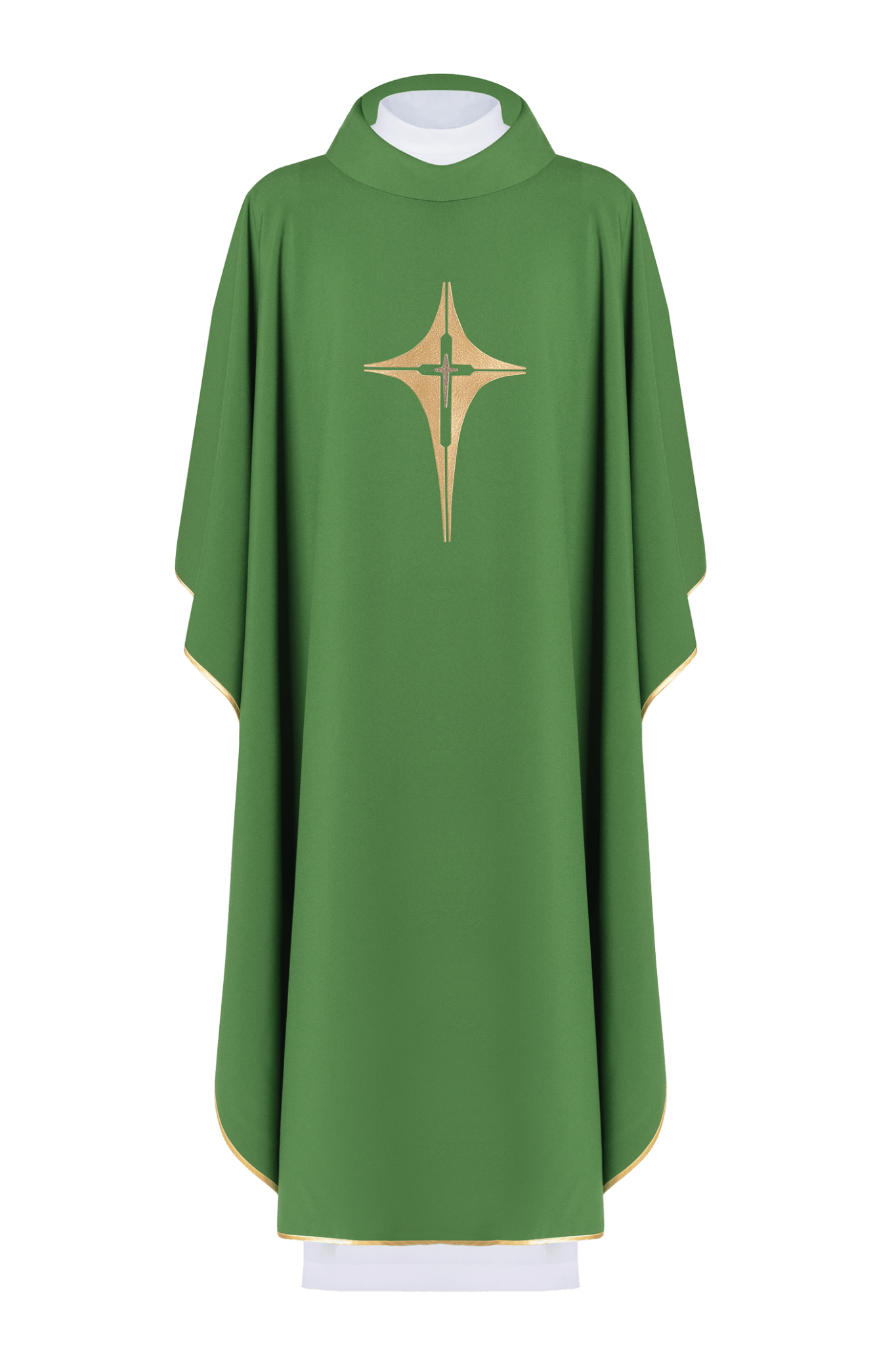 Chasuble brodée verte avec croix KOR/002/01/12 ZIELONY - CHASUBLES.FR