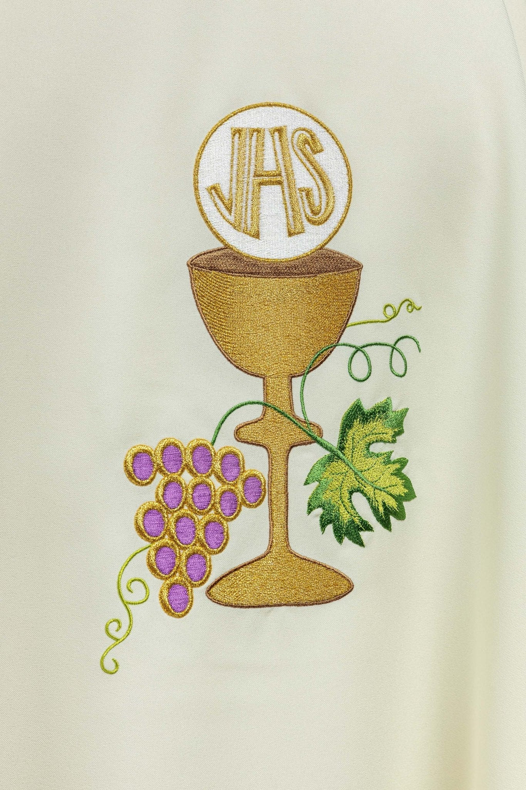 Chasuble calice Croix et raisins écru KOR/208/05/12 ECRU - CHASUBLES.FR
