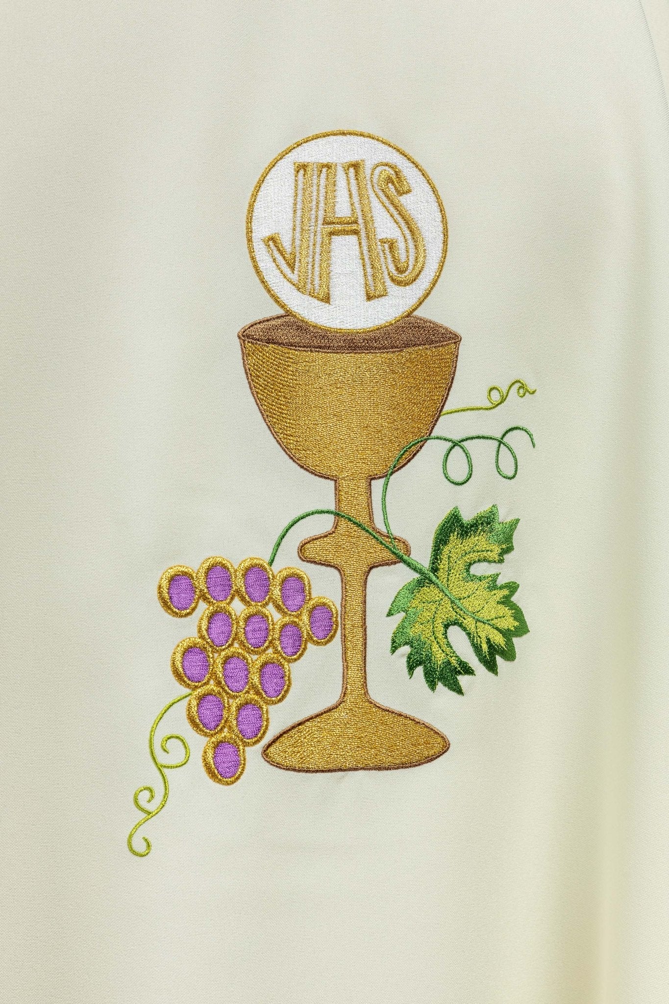 Chasuble calice Croix et raisins écru KOR/208/05/12 ECRU - CHASUBLES.FR