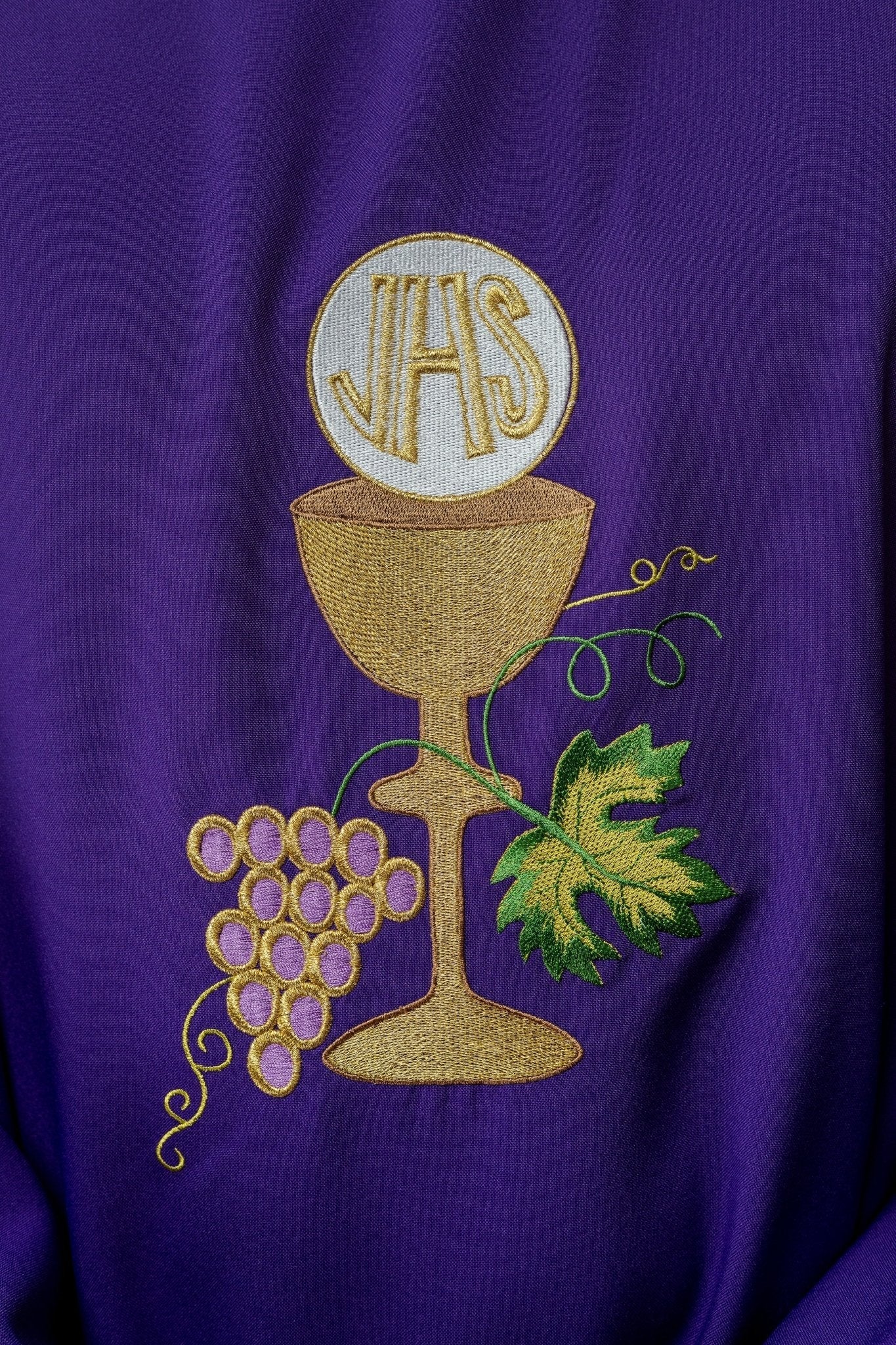 Chasuble calice Croix et raisins écru KOR/208/03/12 FIOLET - CHASUBLES.FR
