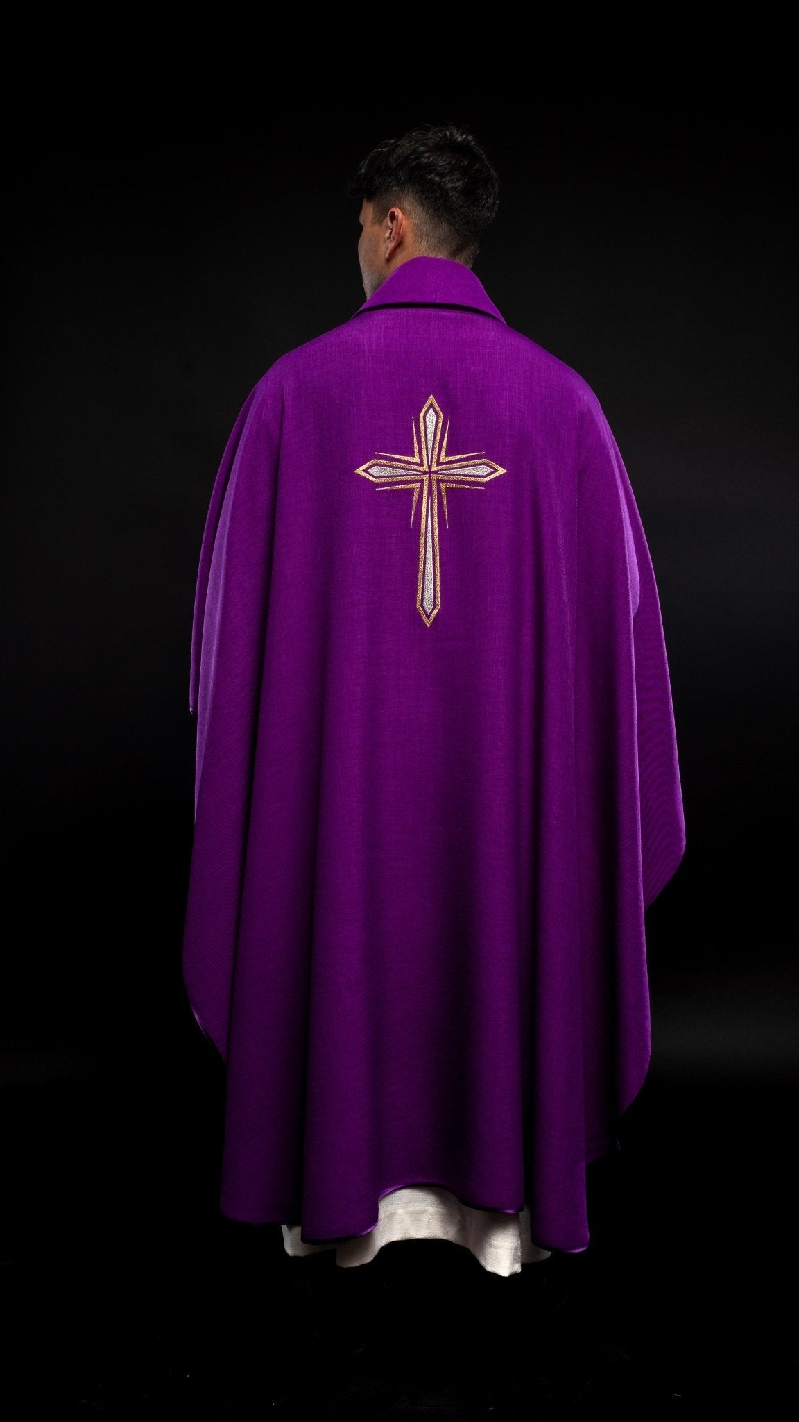 Chasuble de l'Avent avec broderie de bougie KOR/254/03/03 FIOLET - CHASUBLES.FR