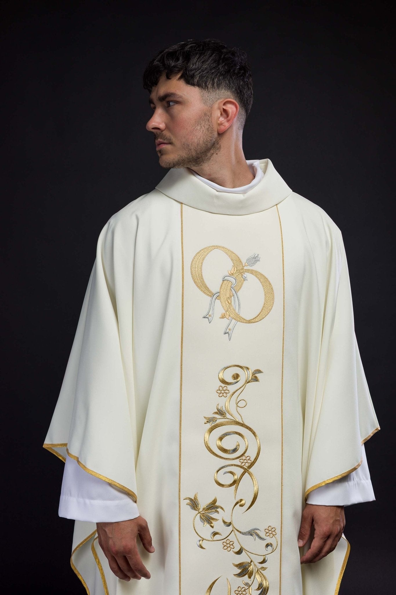 Chasuble de mariage avec alliances en écru KOR/197/05/01 ECRU - CHASUBLES.FR