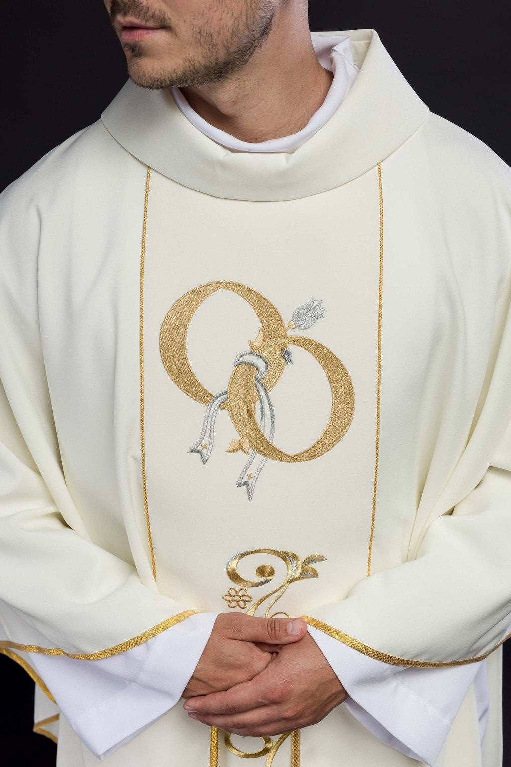 Chasuble de mariage avec alliances en écru KOR/197/05/01 ECRU - CHASUBLES.FR
