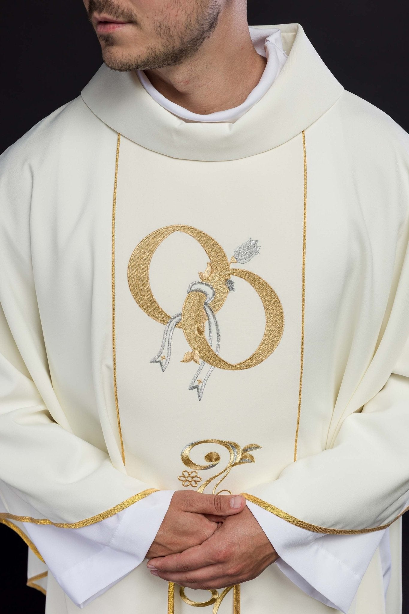 Chasuble de mariage avec alliances en écru KOR/197/05/01 ECRU - CHASUBLES.FR