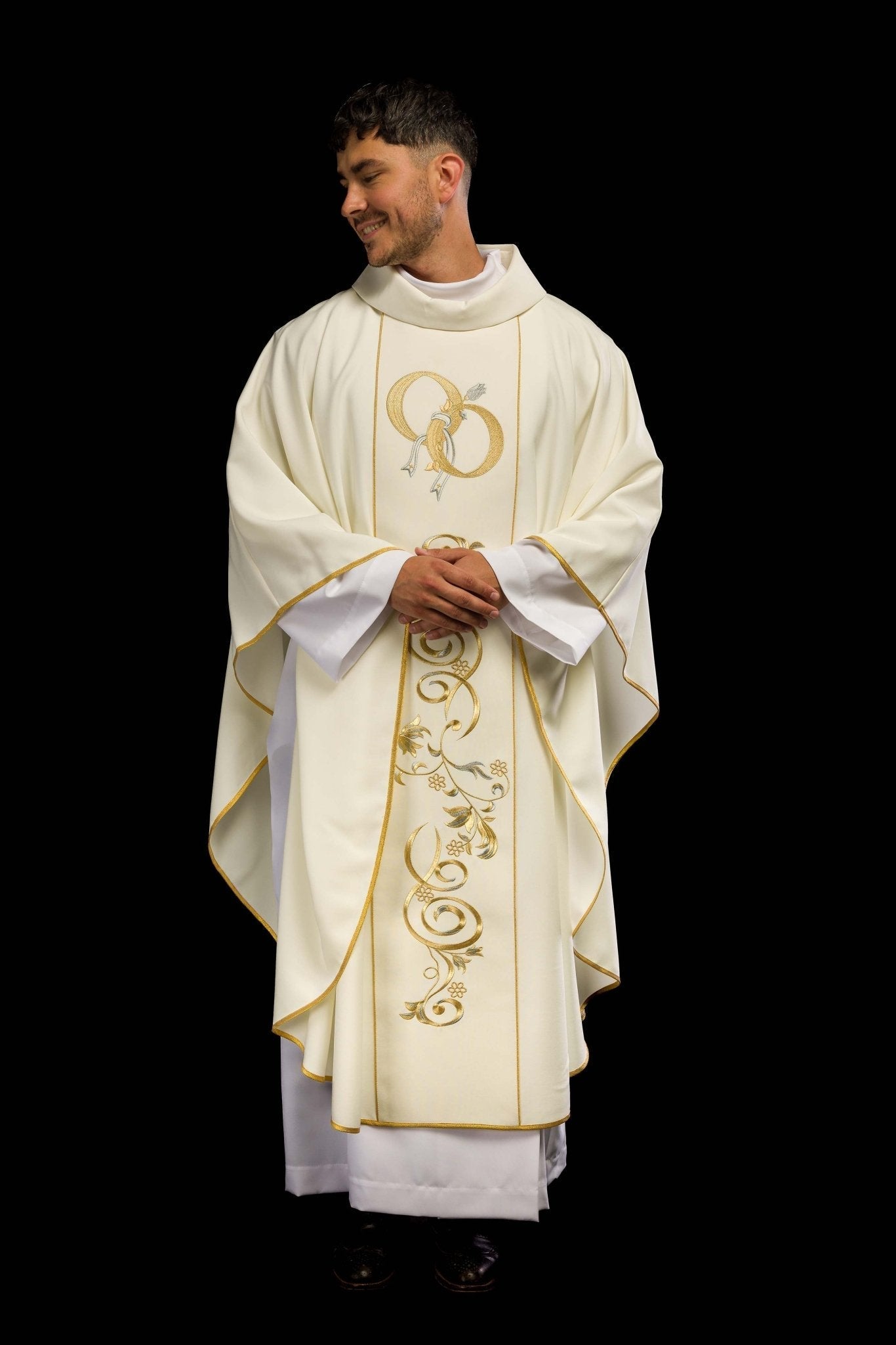 Chasuble de mariage avec alliances en écru KOR/197/05/01 ECRU - CHASUBLES.FR