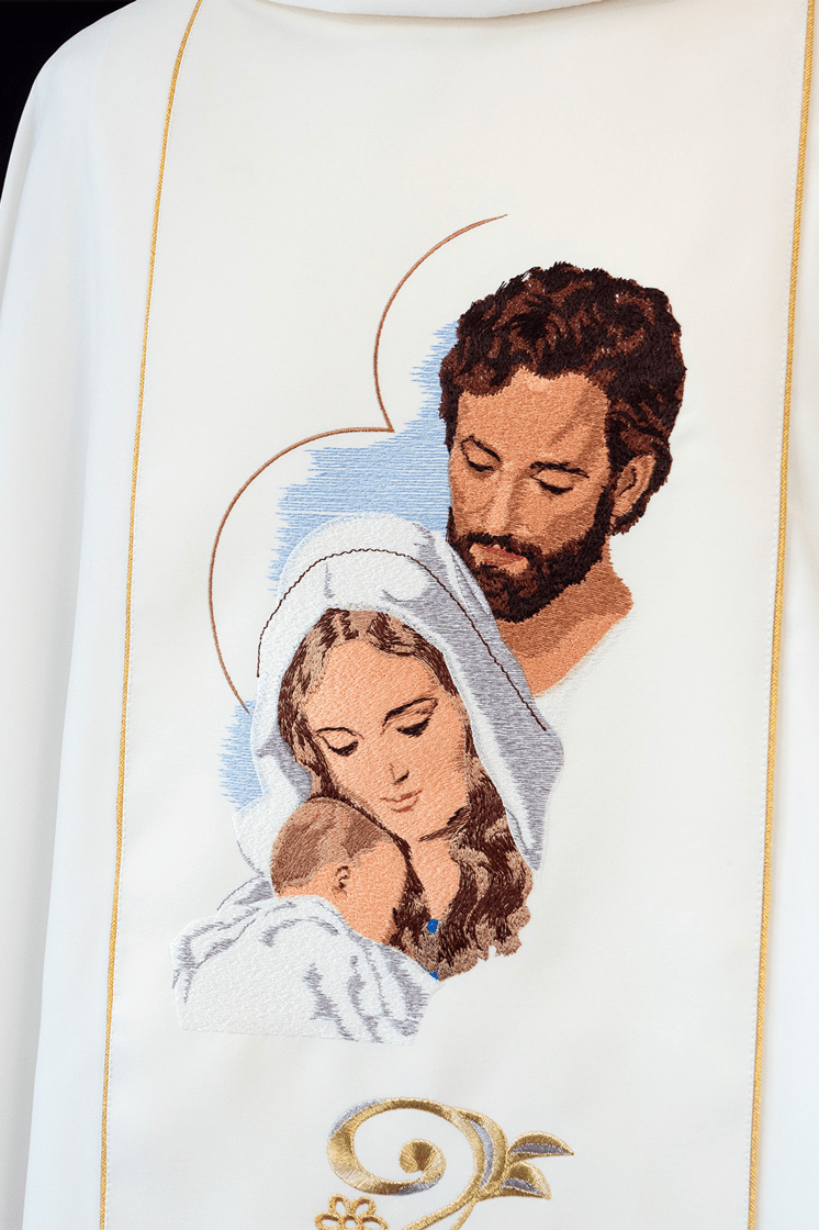 Chasuble de Noël avec l'image de la Sainte Famille KOR/196/05/01 ECRU - CHASUBLES.FR